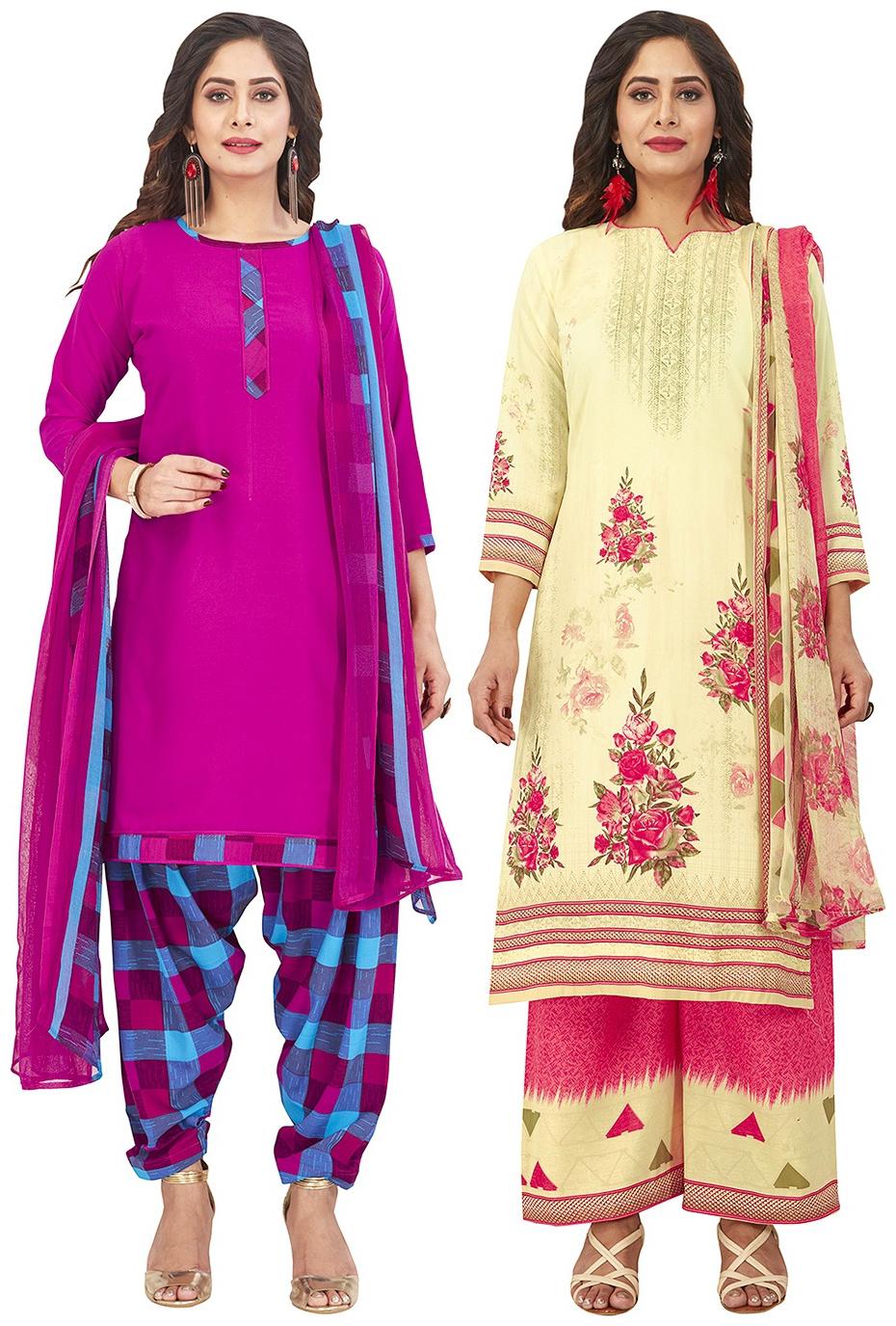 

Jevi Prints Multi Unstitched Kurta with bottom dupatta With dupatta Dress Material