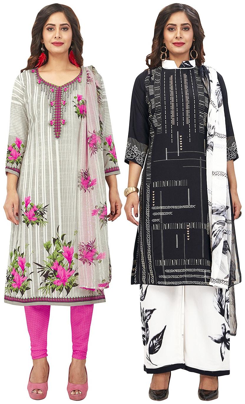 

Jevi Prints Multi Unstitched Kurta with bottom dupatta With dupatta Dress Material
