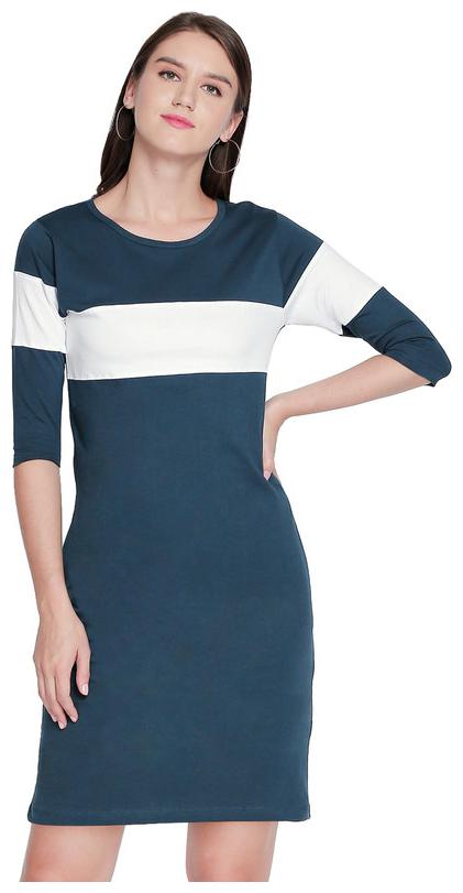 

Jhankhi Green White Colorblocked Bodycon dress