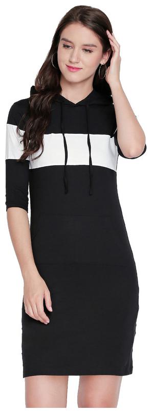 

Jhankhi Black White Colorblocked Bodycon dress