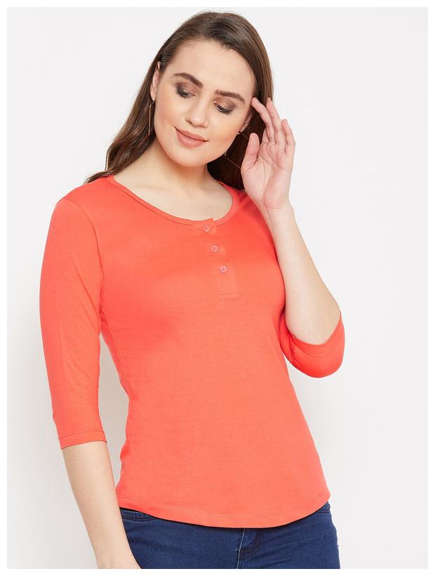 

Jhankhi Women Pink Regular fit Round neck Cotton T shirt