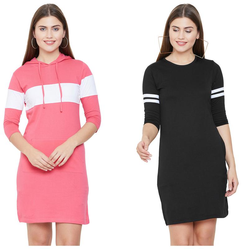

Jhankhi Pink Black Solid Bodycon dress