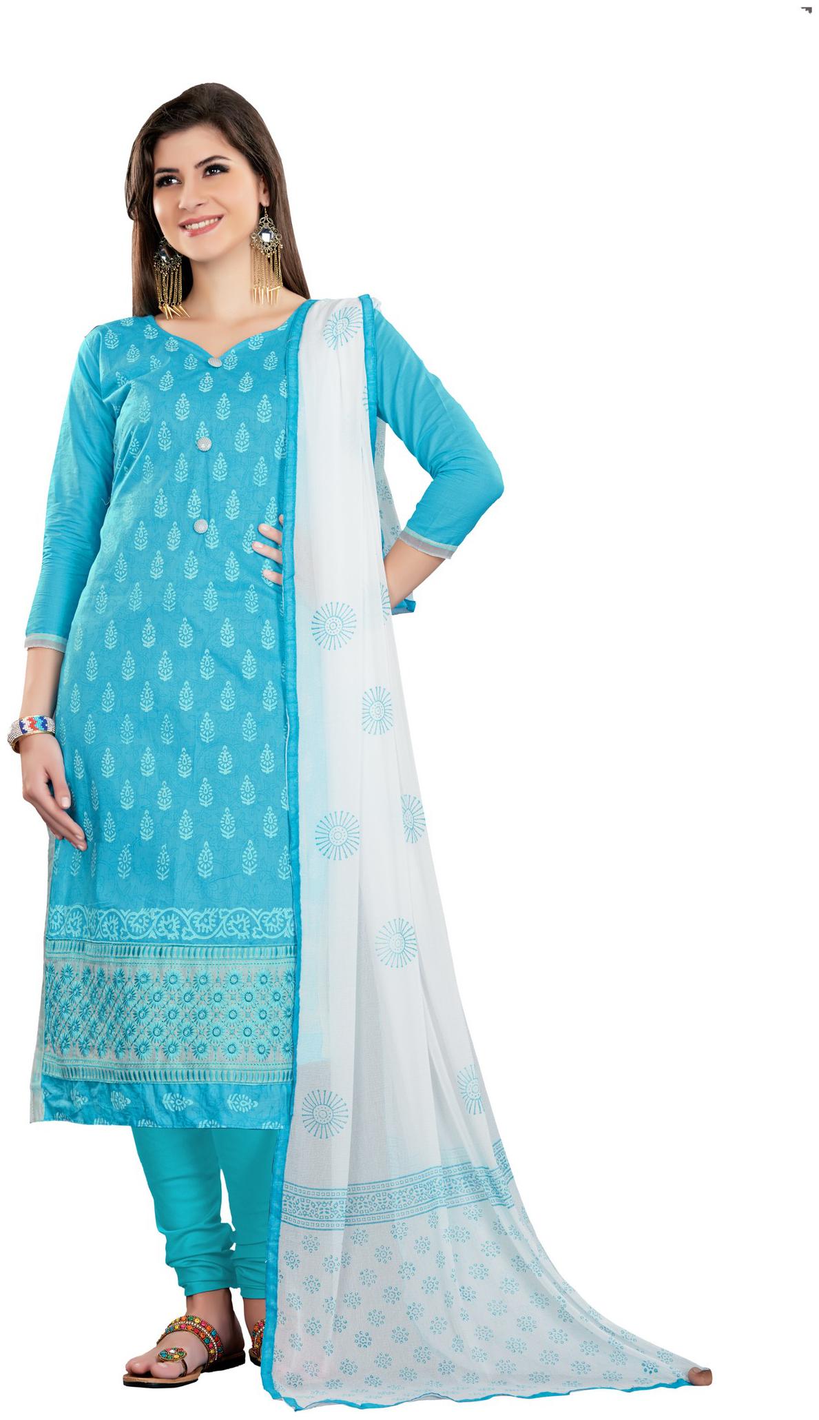

JHEENU Blue Unstitched Kurta with bottom dupatta With dupatta Dress Material