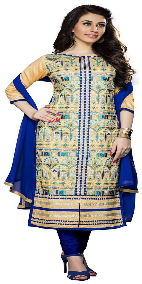 

JHEENU Beige Unstitched Kurta with bottom dupatta With dupatta Dress Material