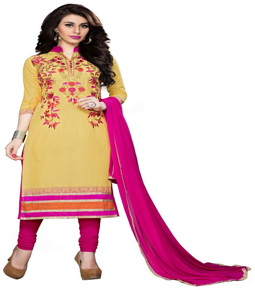

JHEENU Yellow Unstitched Kurta with bottom dupatta With dupatta Dress Material
