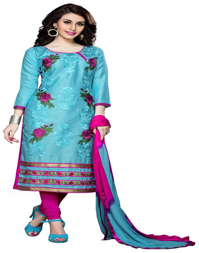 

JHEENU Blue Unstitched Kurta with bottom dupatta With dupatta Dress Material