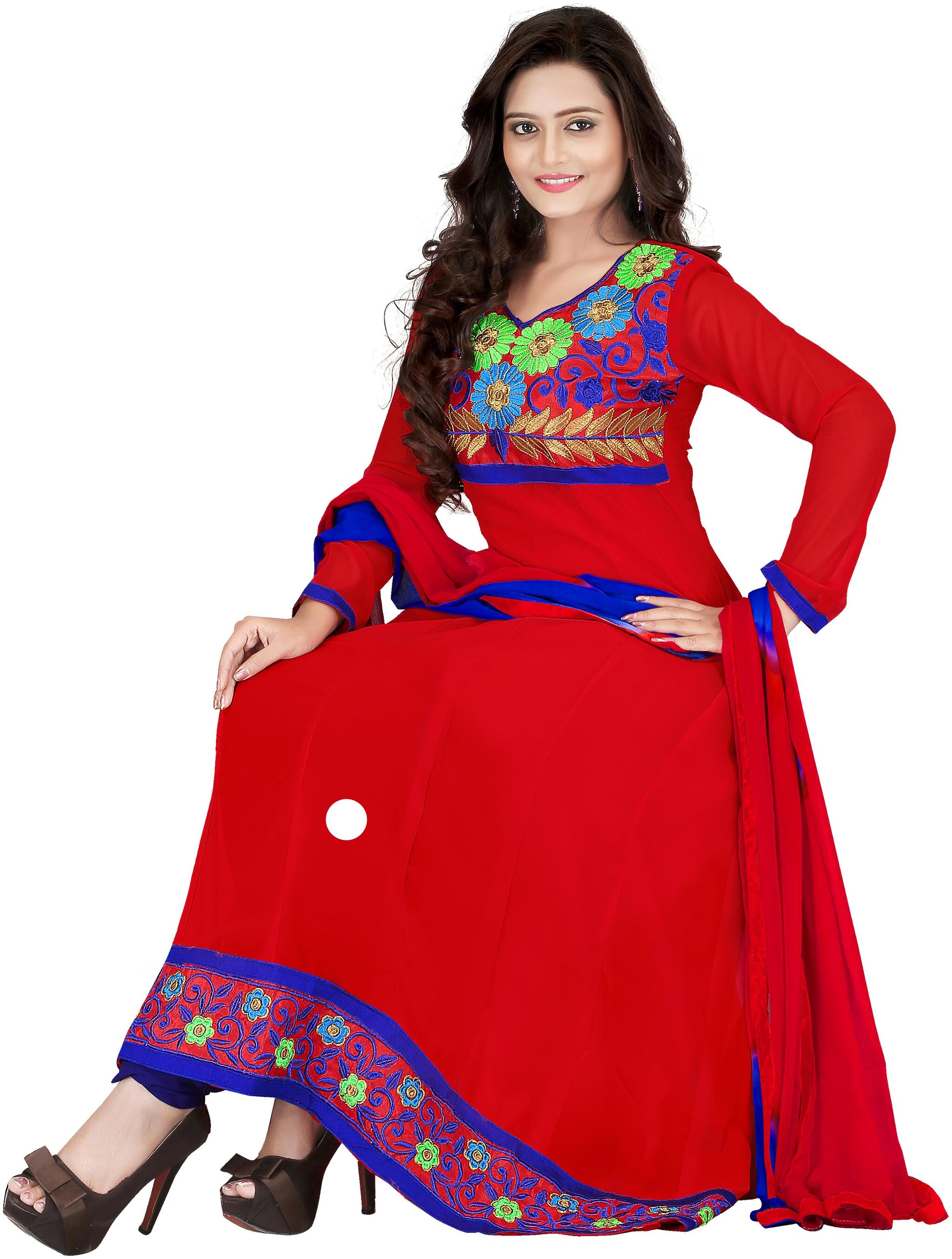 

JHEENU Maroon Unstitched Kurta with bottom dupatta With dupatta Dress Material