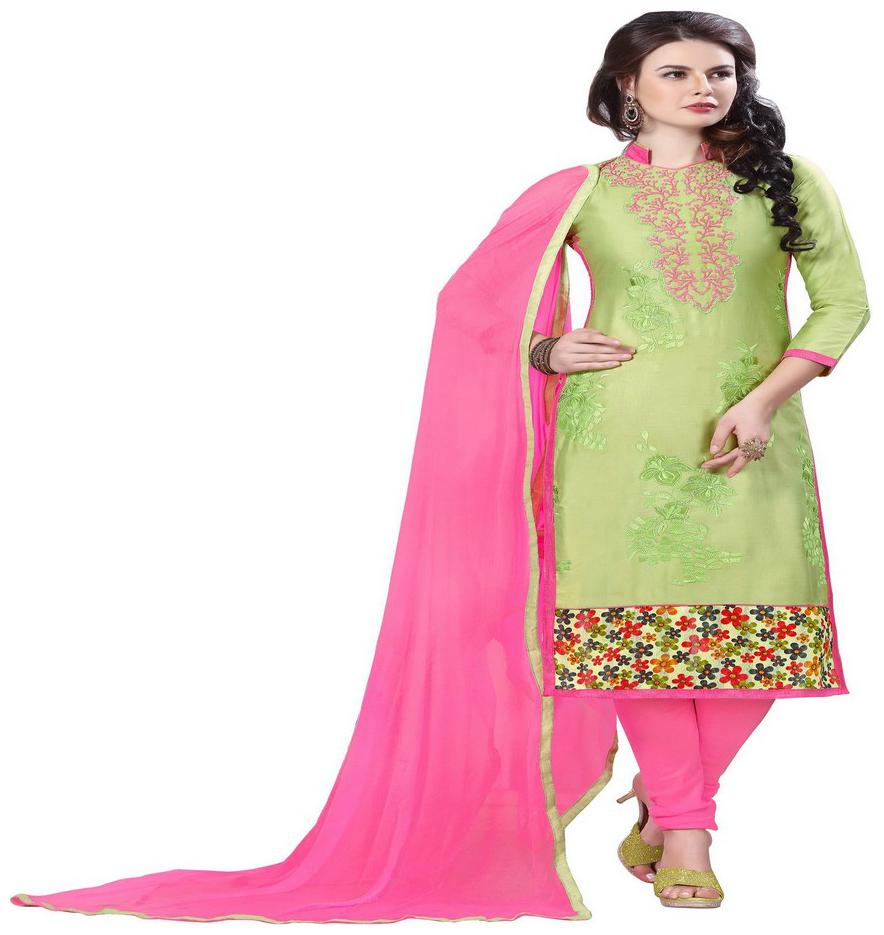 

JHEENU Green Unstitched Kurta with bottom dupatta With dupatta Dress Material
