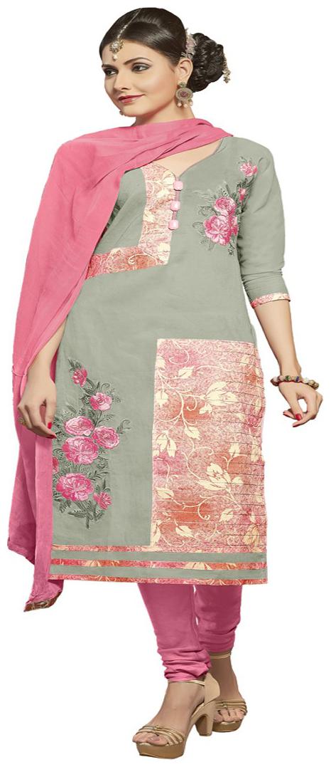 

JHEENU Grey Unstitched Kurta with bottom dupatta With dupatta Dress Material