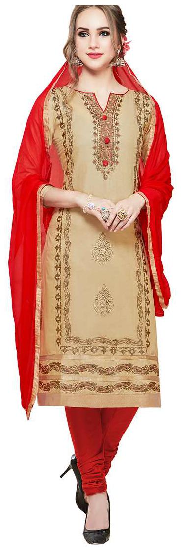 

JHEENU Brown Unstitched Kurta with bottom dupatta With dupatta Dress Material