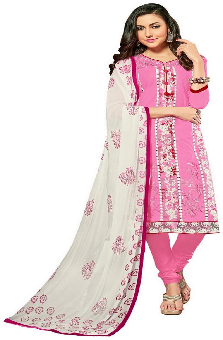 

Jheenu Women s Glace Cotton Unstitched Dressmaterials(MDNAZ5110 Pink)