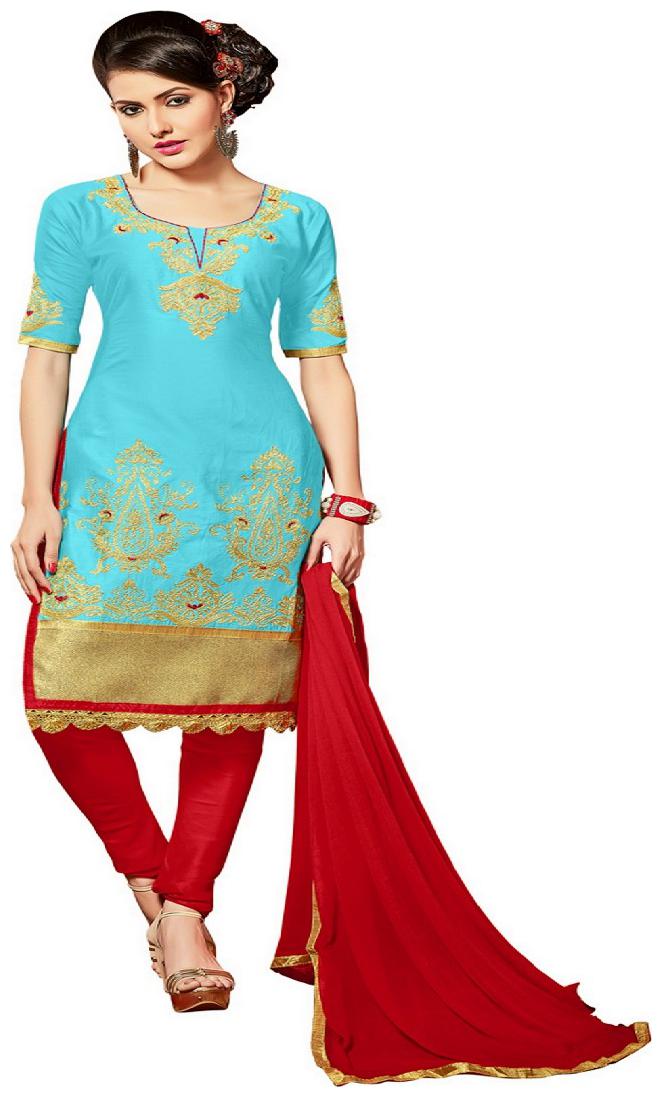 

Jheenu Women s Glace Cotton Unstitched Dressmaterials(MDNAZ5103 Sky Blue)