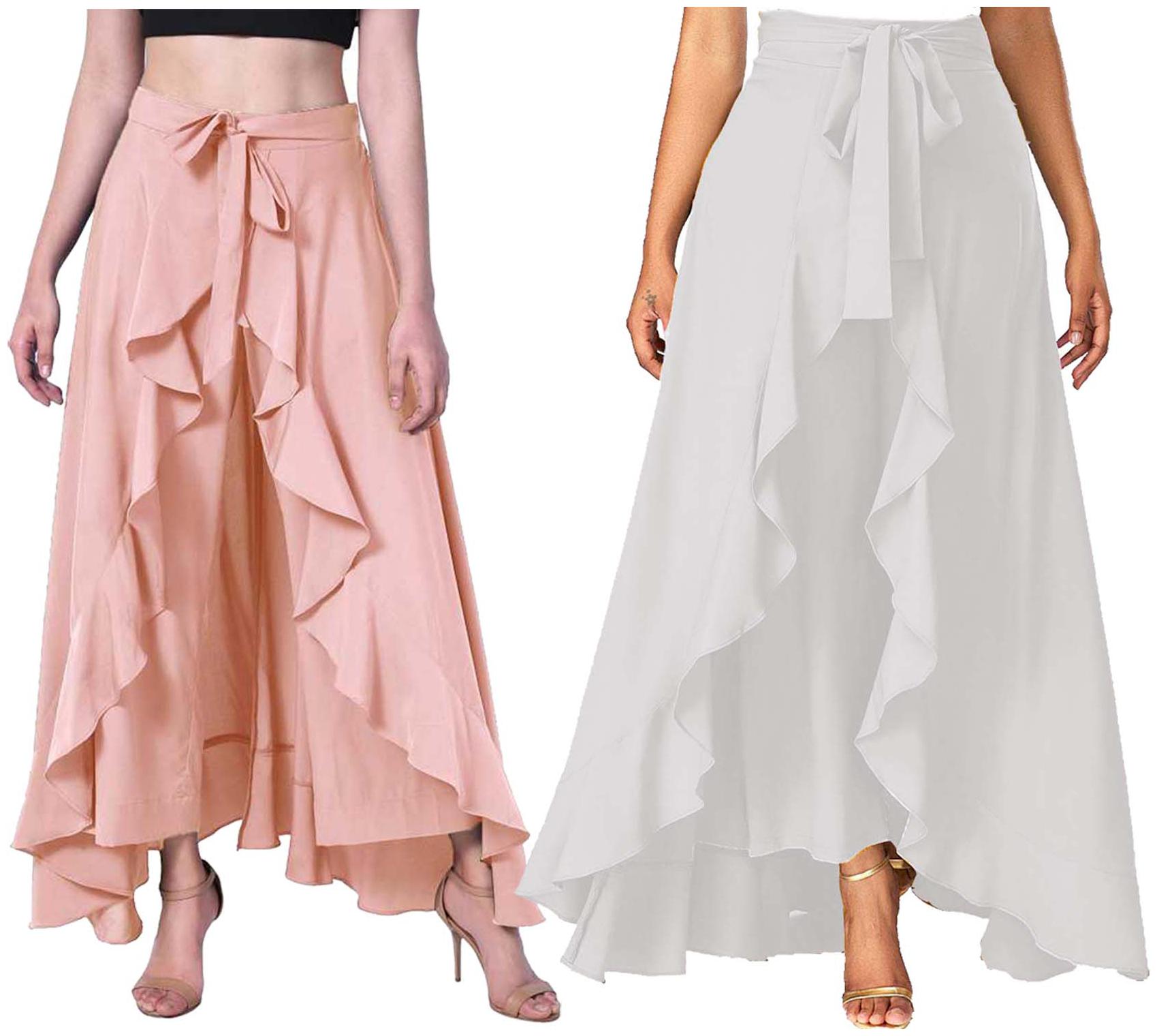

JJ Fashion Peach Solid Flared Palazzo