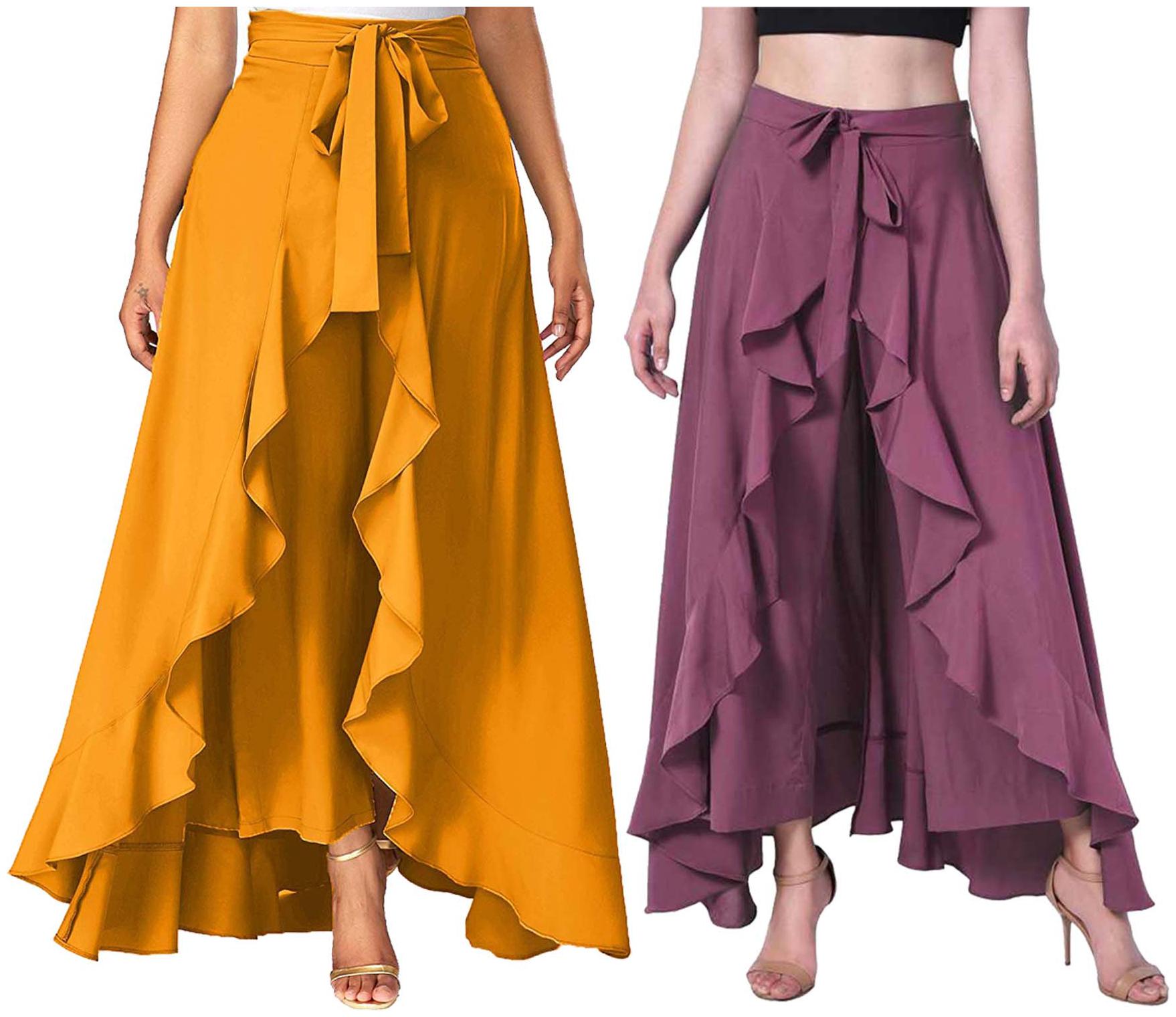 

JJ Fashion Yellow Solid Flared Palazzo