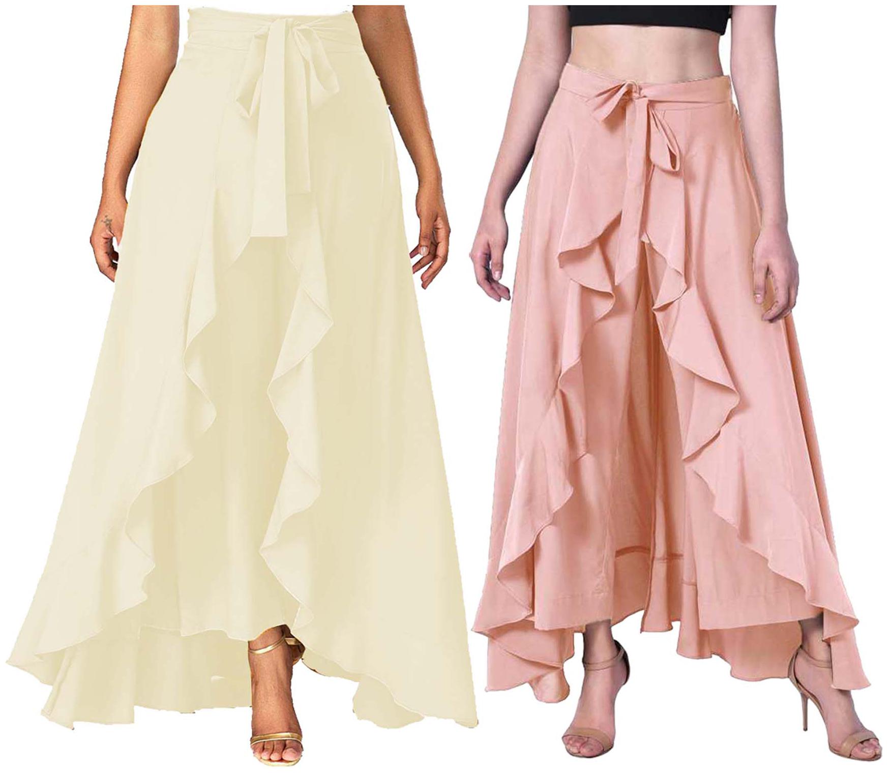 

JJ Fashion Cream Solid Flared Palazzo