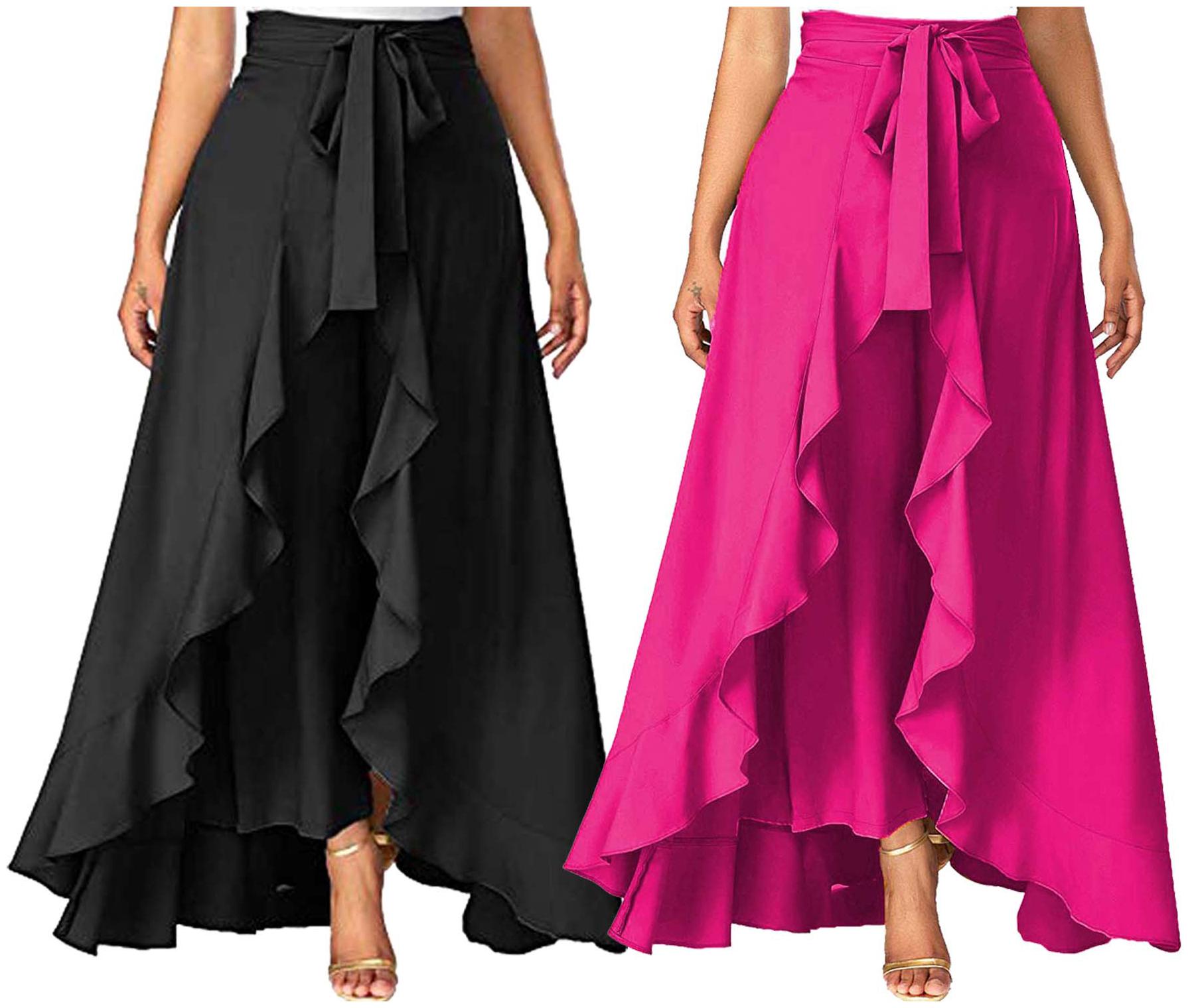 

JJ Fashion Black Solid Flared Palazzo