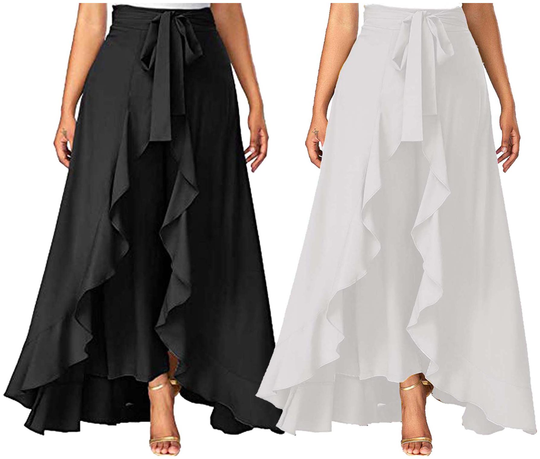 

JJ Fashion Black Solid Flared Palazzo