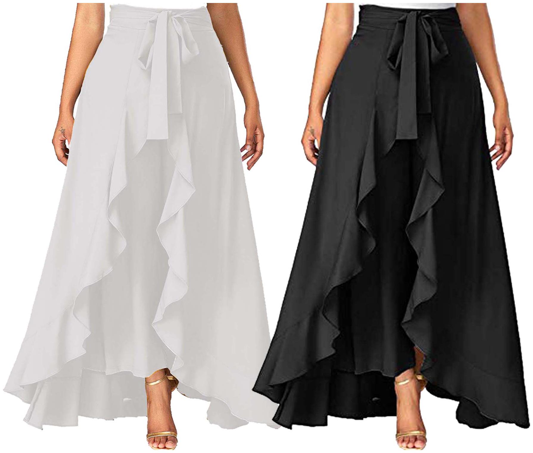 

JJ Fashion Black Solid Flared Palazzo