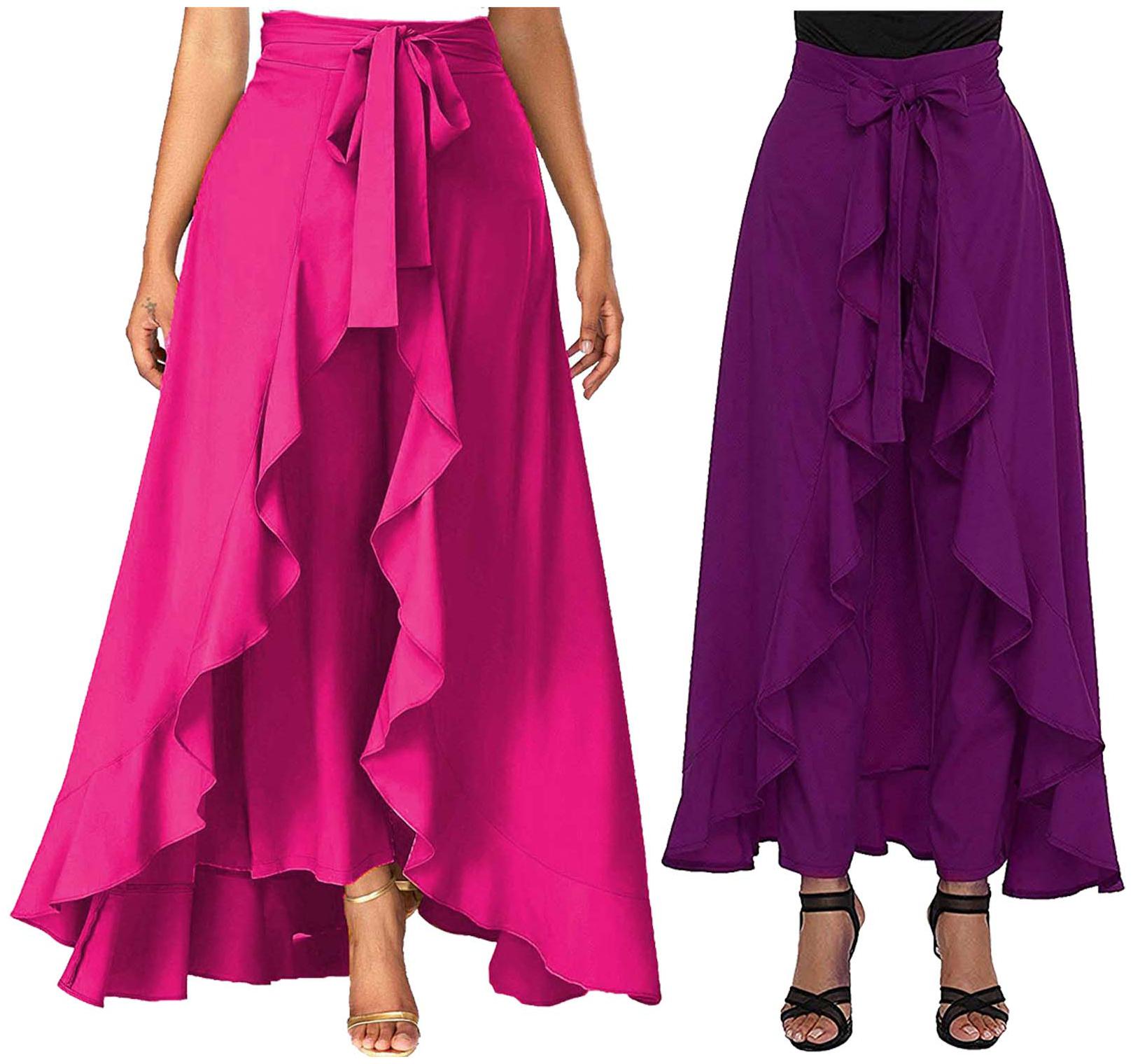 

JJ Fashion Purple Solid Flared Palazzo