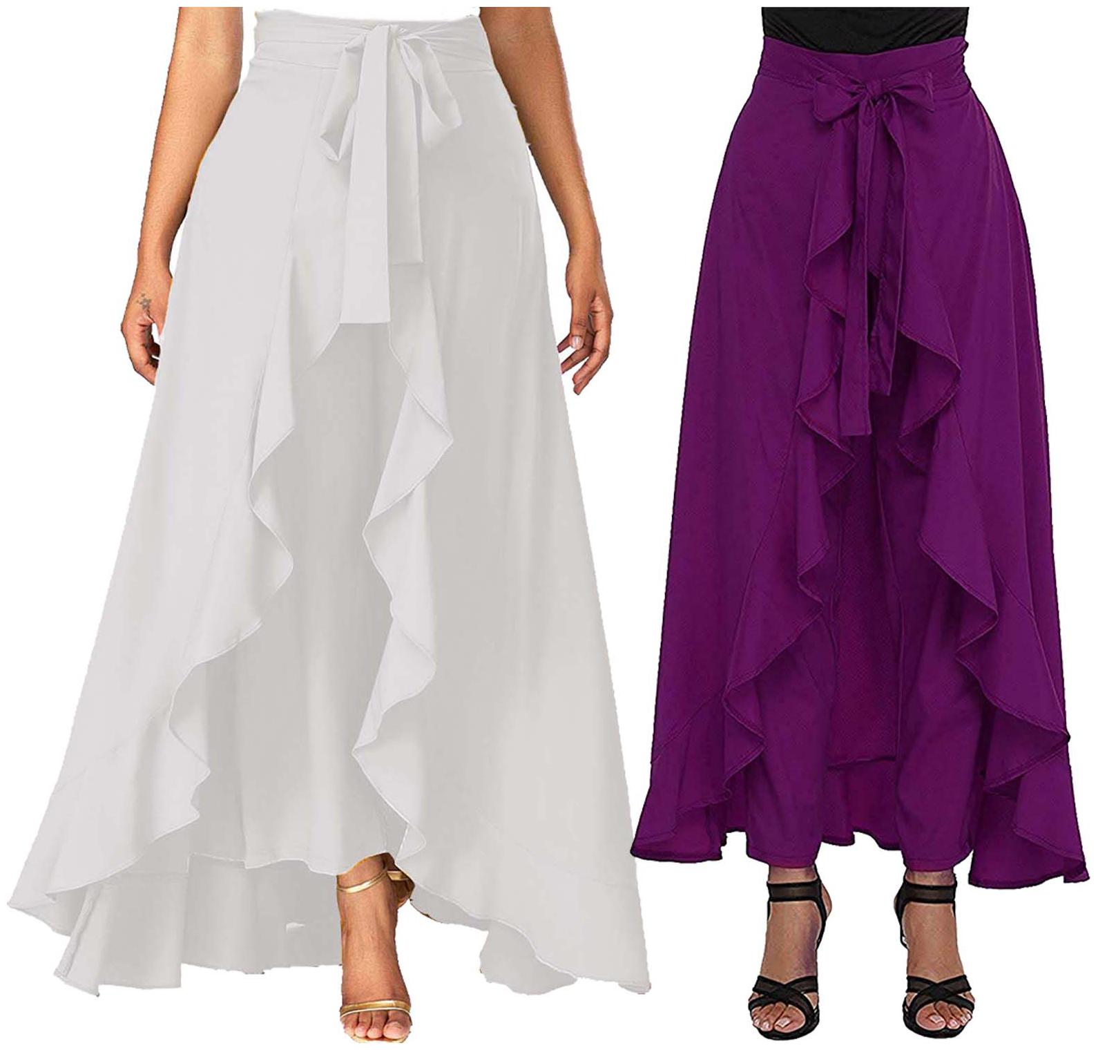 

JJ Fashion Purple Solid Flared Palazzo