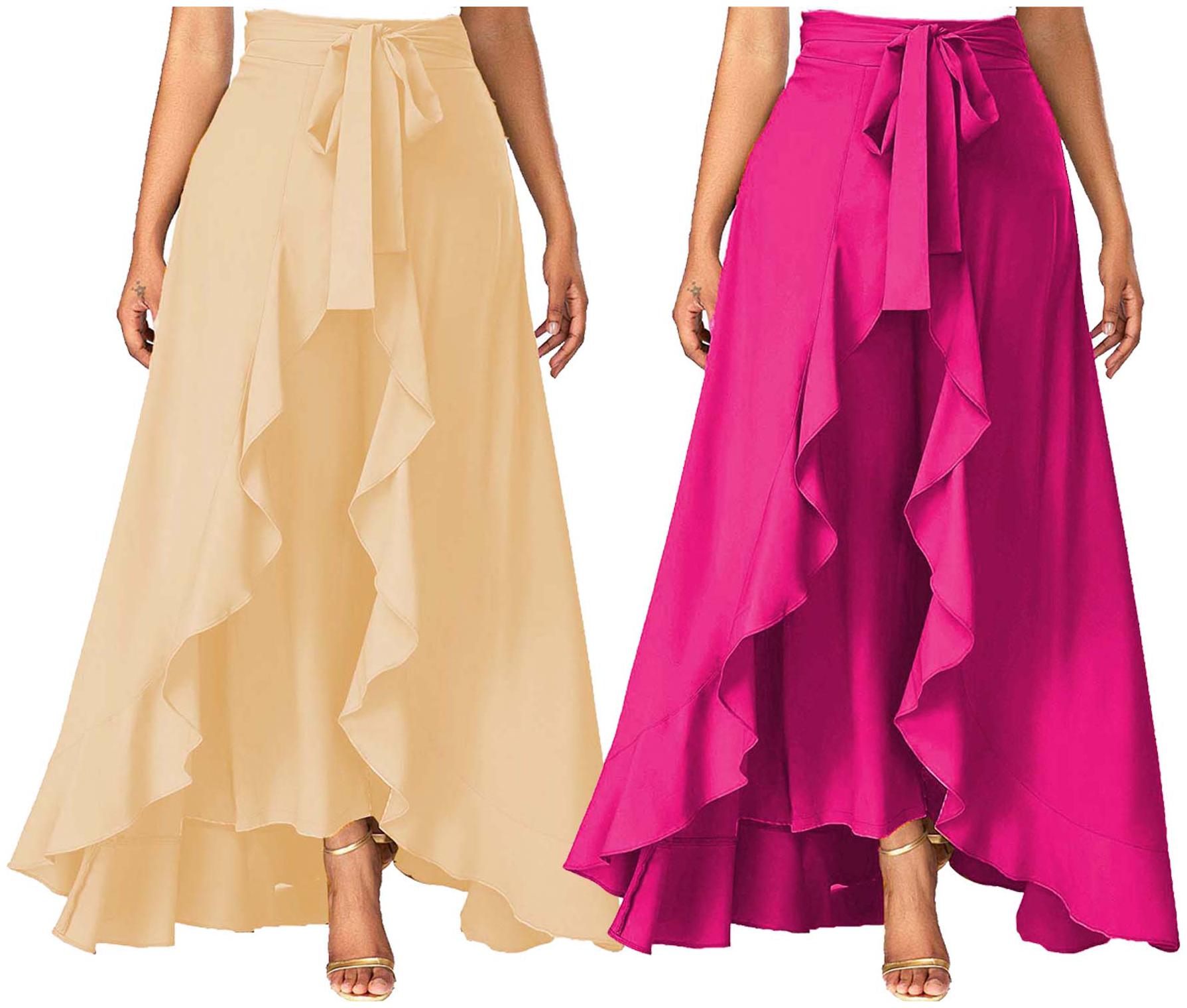 

JJ Fashion Beige Solid Flared Palazzo
