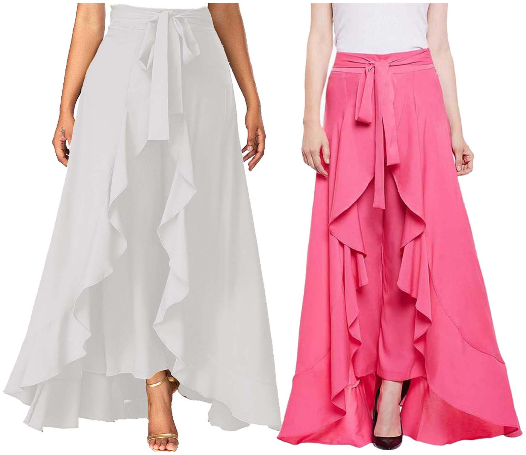 

JJ Fashion Pink Solid Flared Palazzo