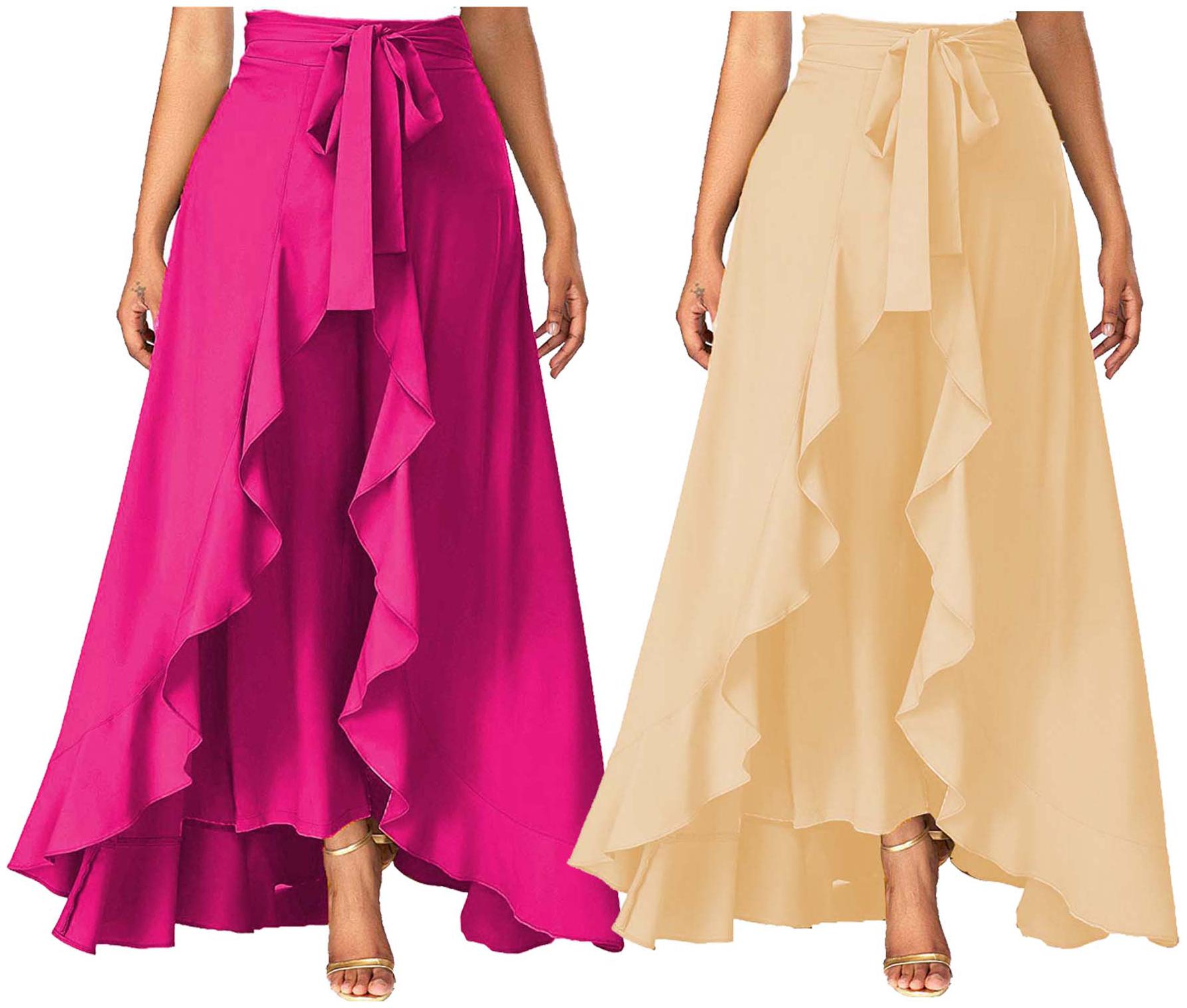 

JJ Fashion Beige Solid Flared Palazzo