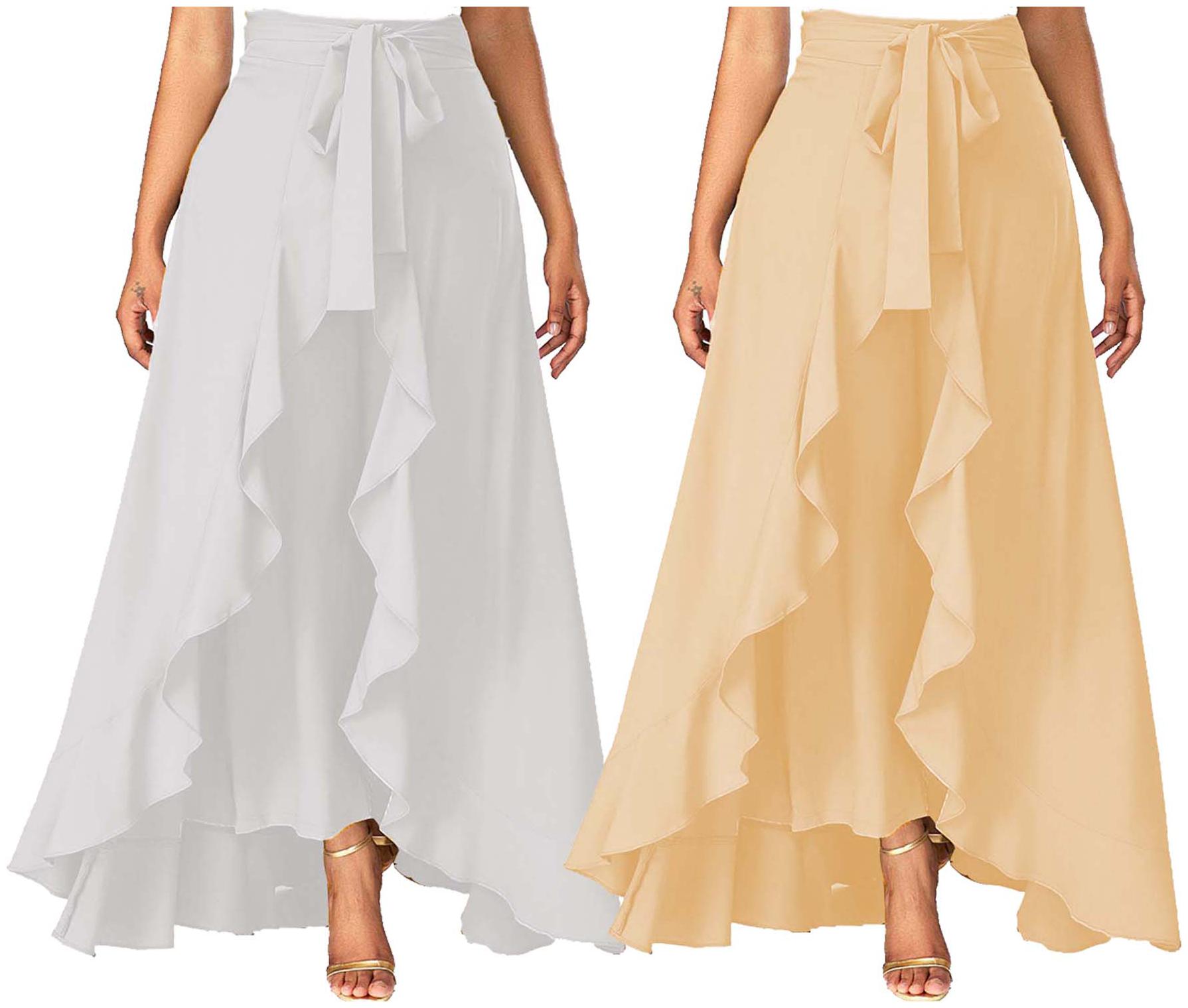

JJ Fashion Beige Solid Flared Palazzo