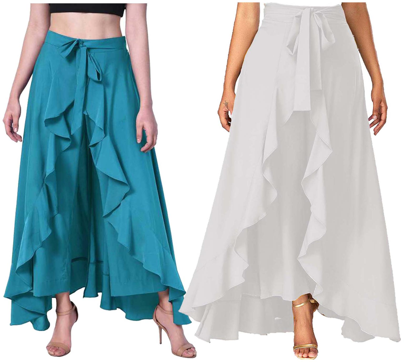 

JJ Fashion Turquoise Solid Flared Palazzo