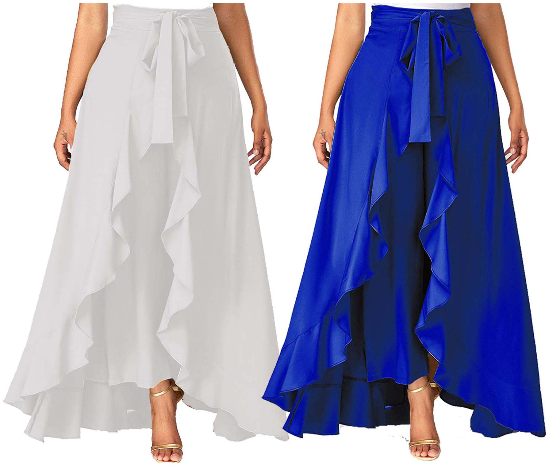 

JJ Fashion Blue Solid Flared Palazzo