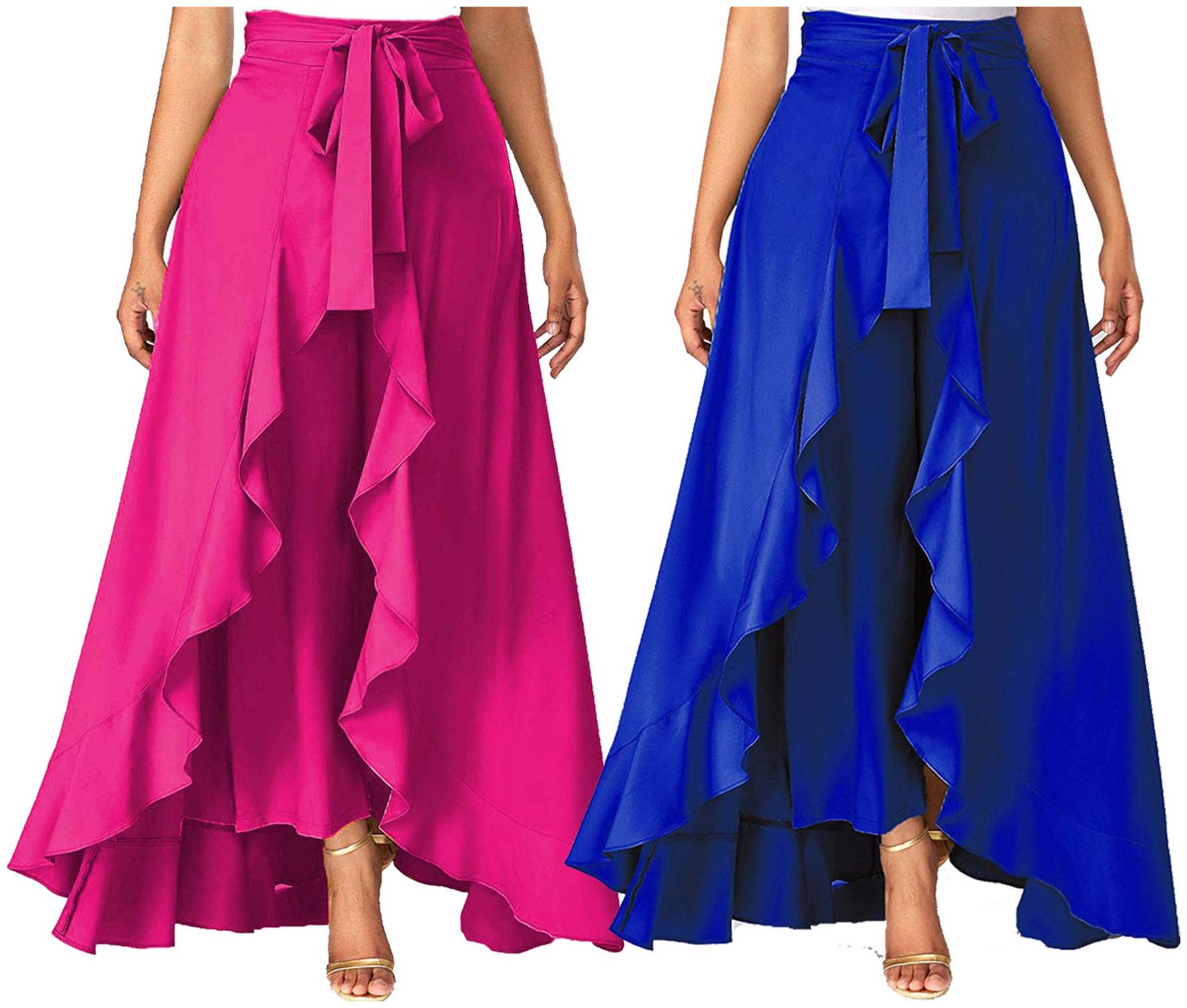 

JJ Fashion Blue Solid Flared Palazzo