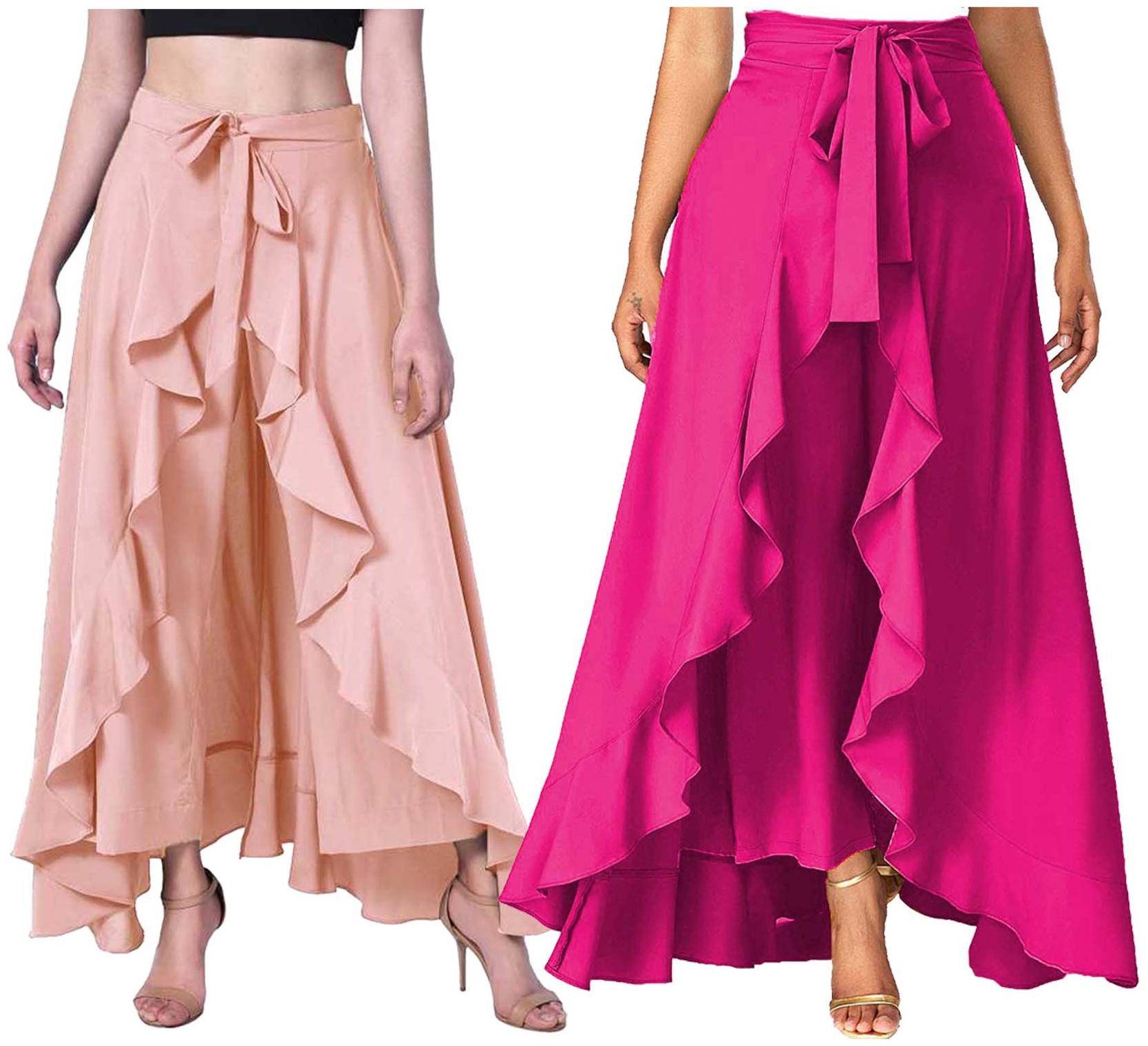 

JJ Fashion Peach Solid Flared Palazzo