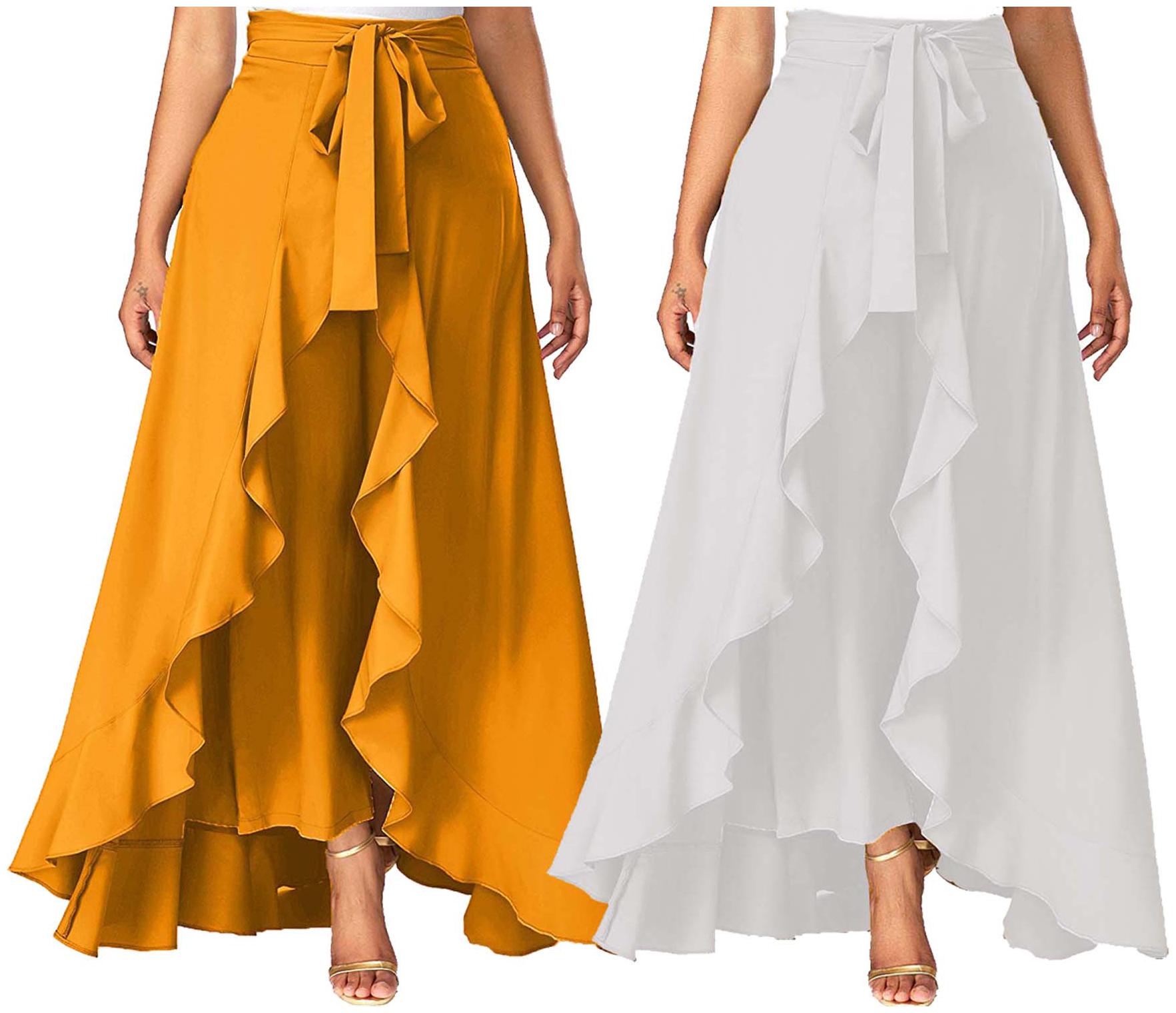

JJ Fashion Yellow Solid Flared Palazzo