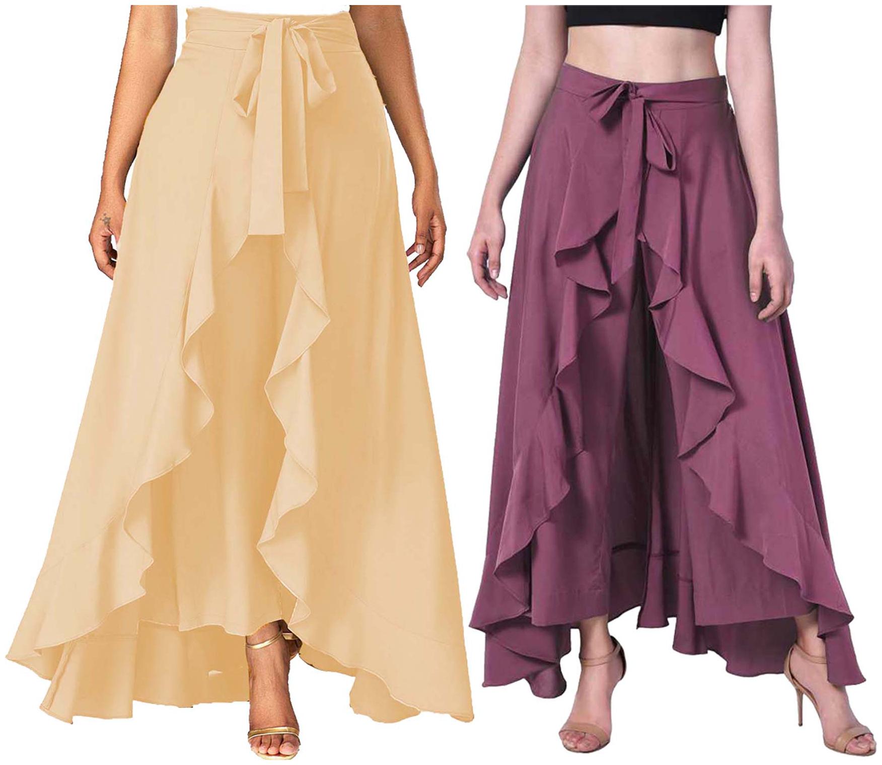 

JJ Fashion Beige Solid Flared Palazzo