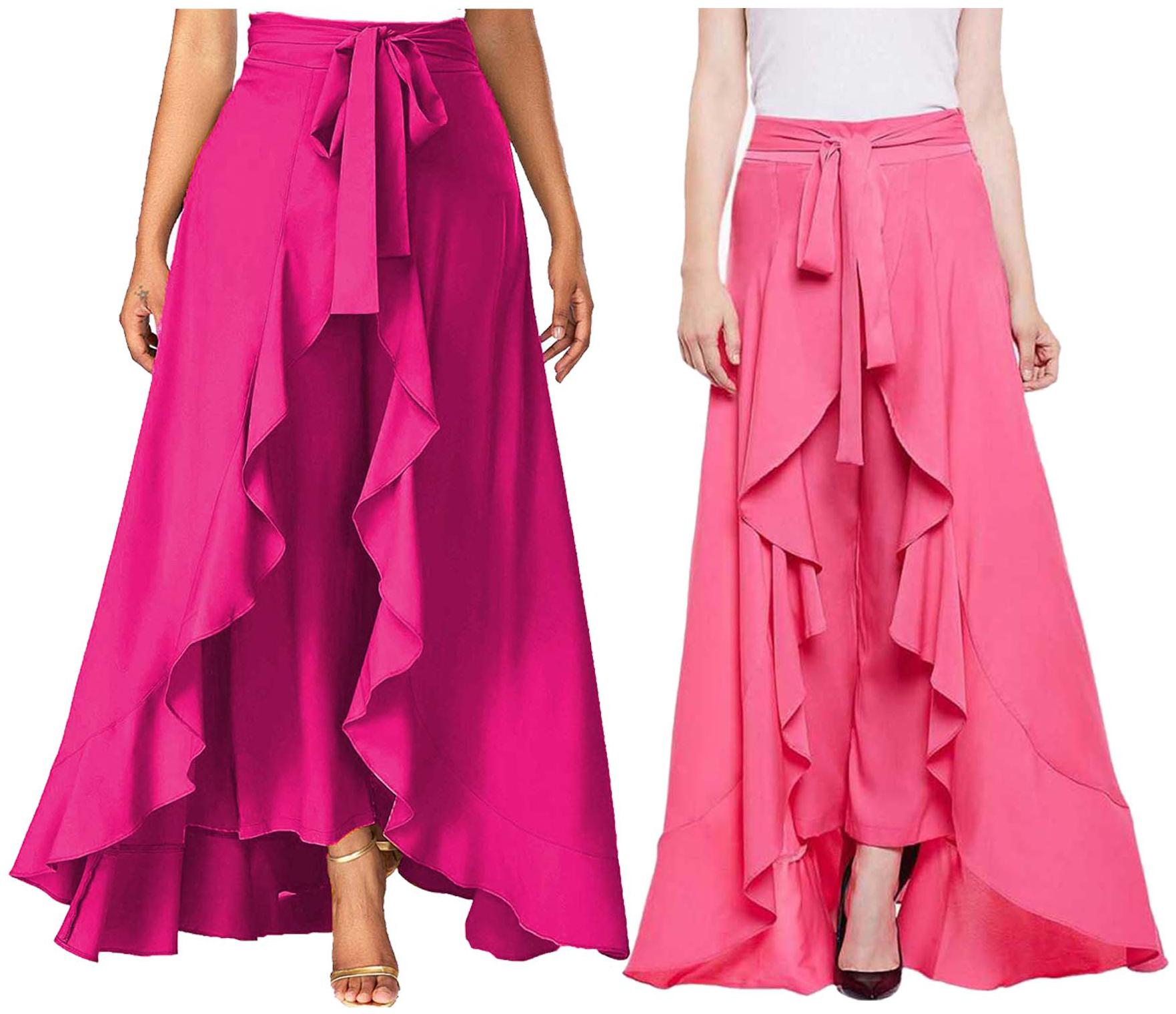 

JJ Fashion Pink Solid Flared Palazzo