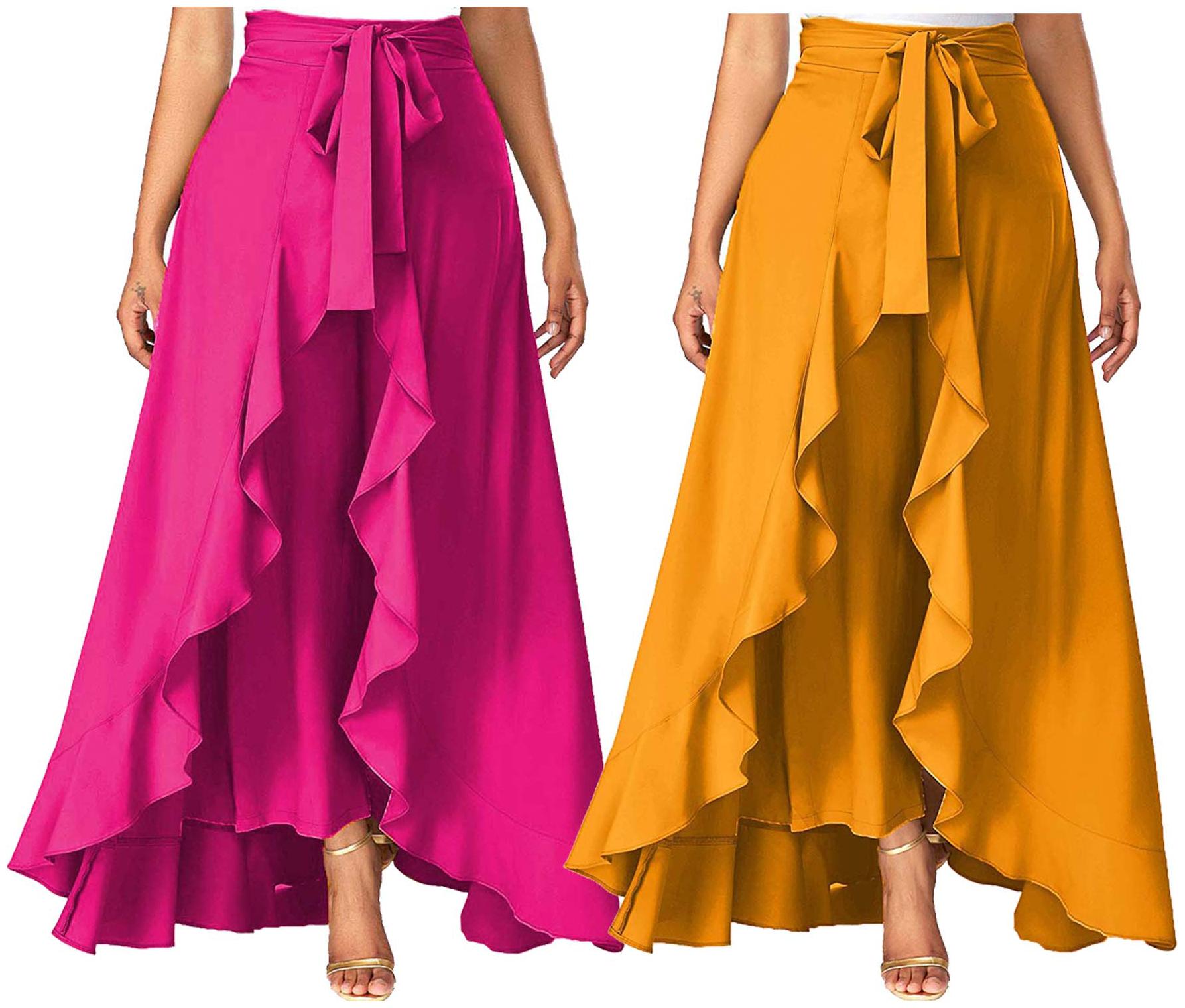 

JJ Fashion Yellow Solid Flared Palazzo