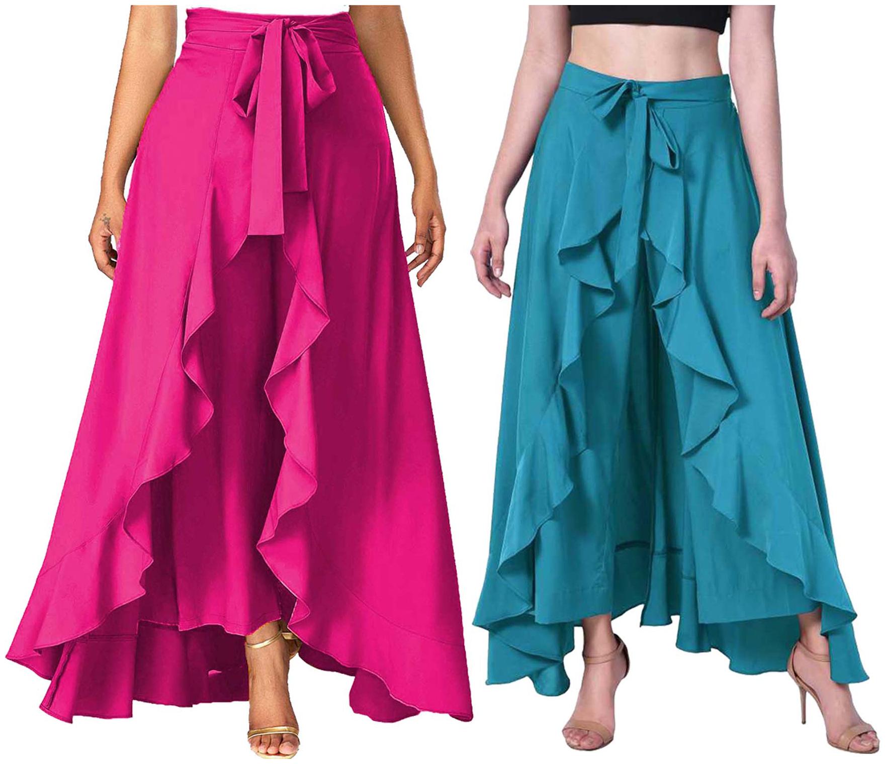 

JJ Fashion Turquoise Solid Flared Palazzo
