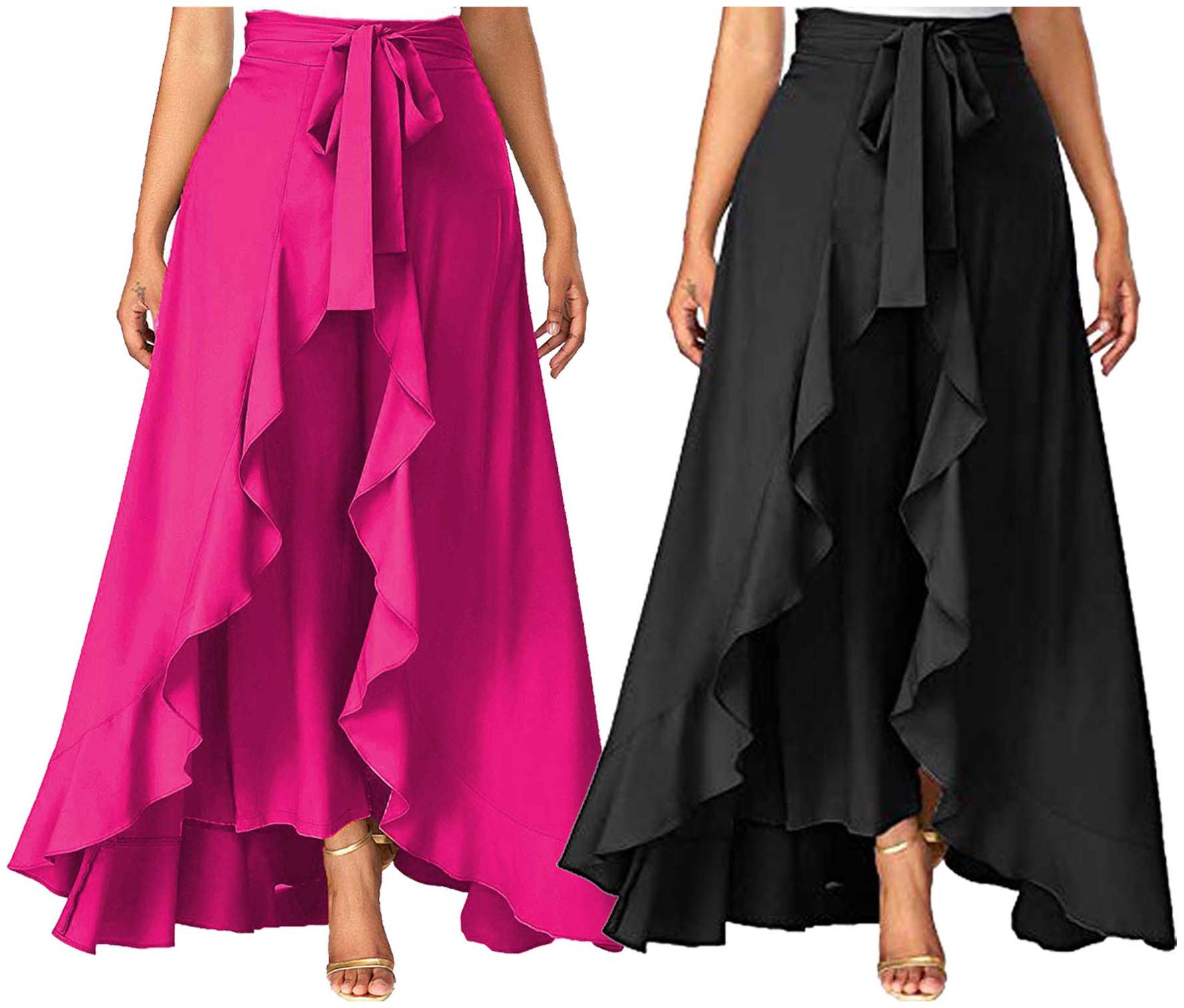 

JJ Fashion Black Solid Flared Palazzo