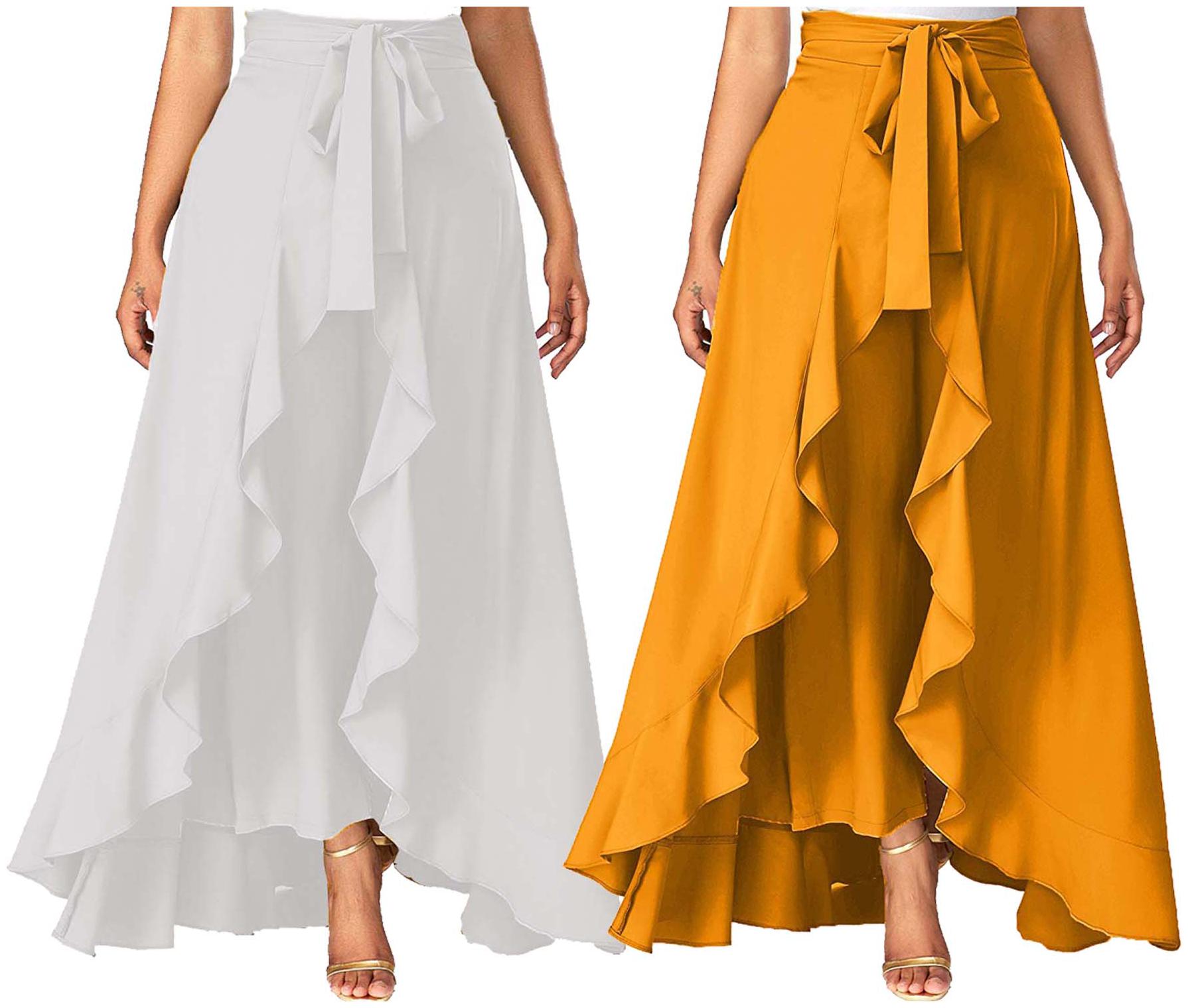

JJ Fashion Yellow Solid Flared Palazzo