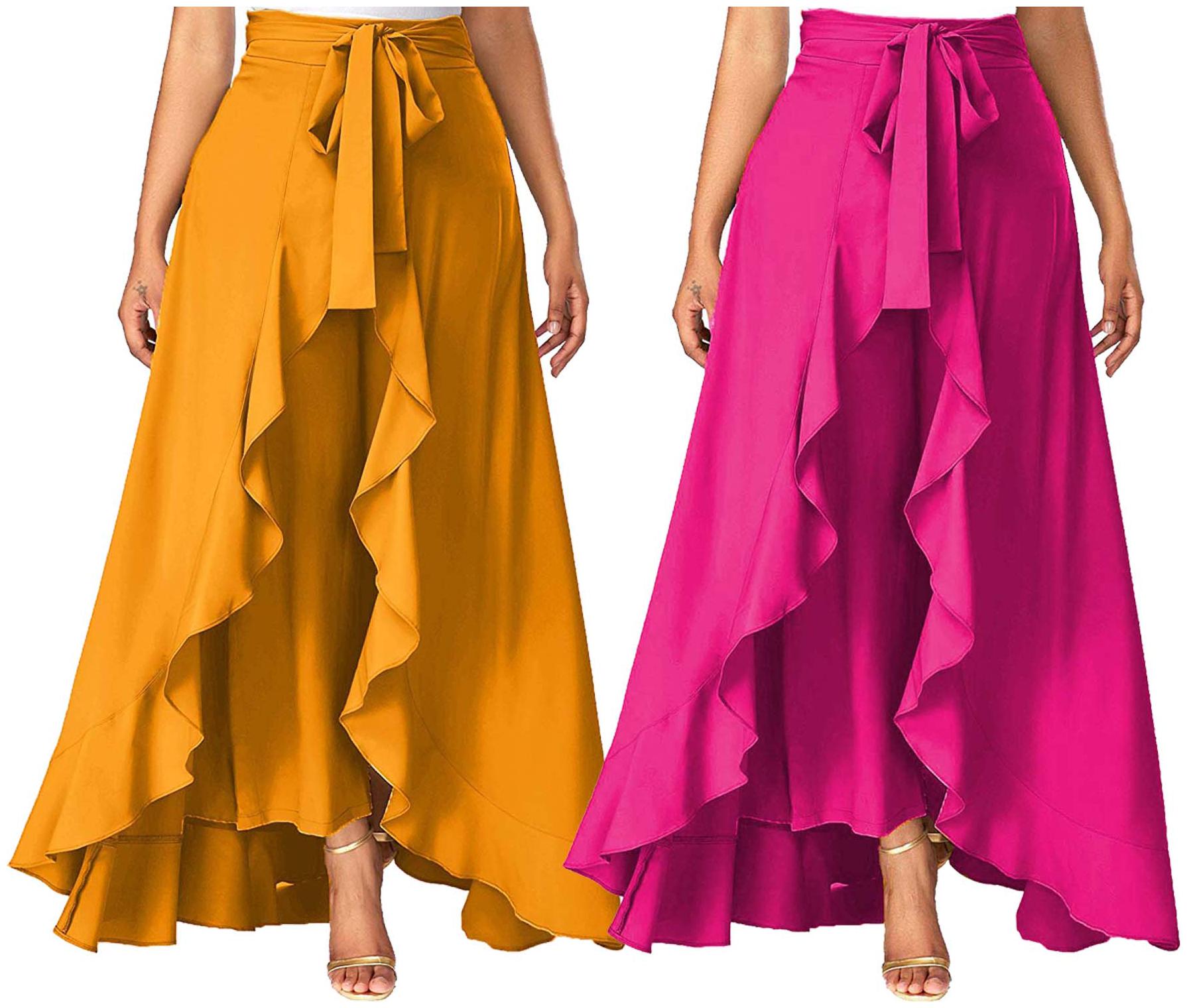 

JJ Fashion Yellow Solid Flared Palazzo