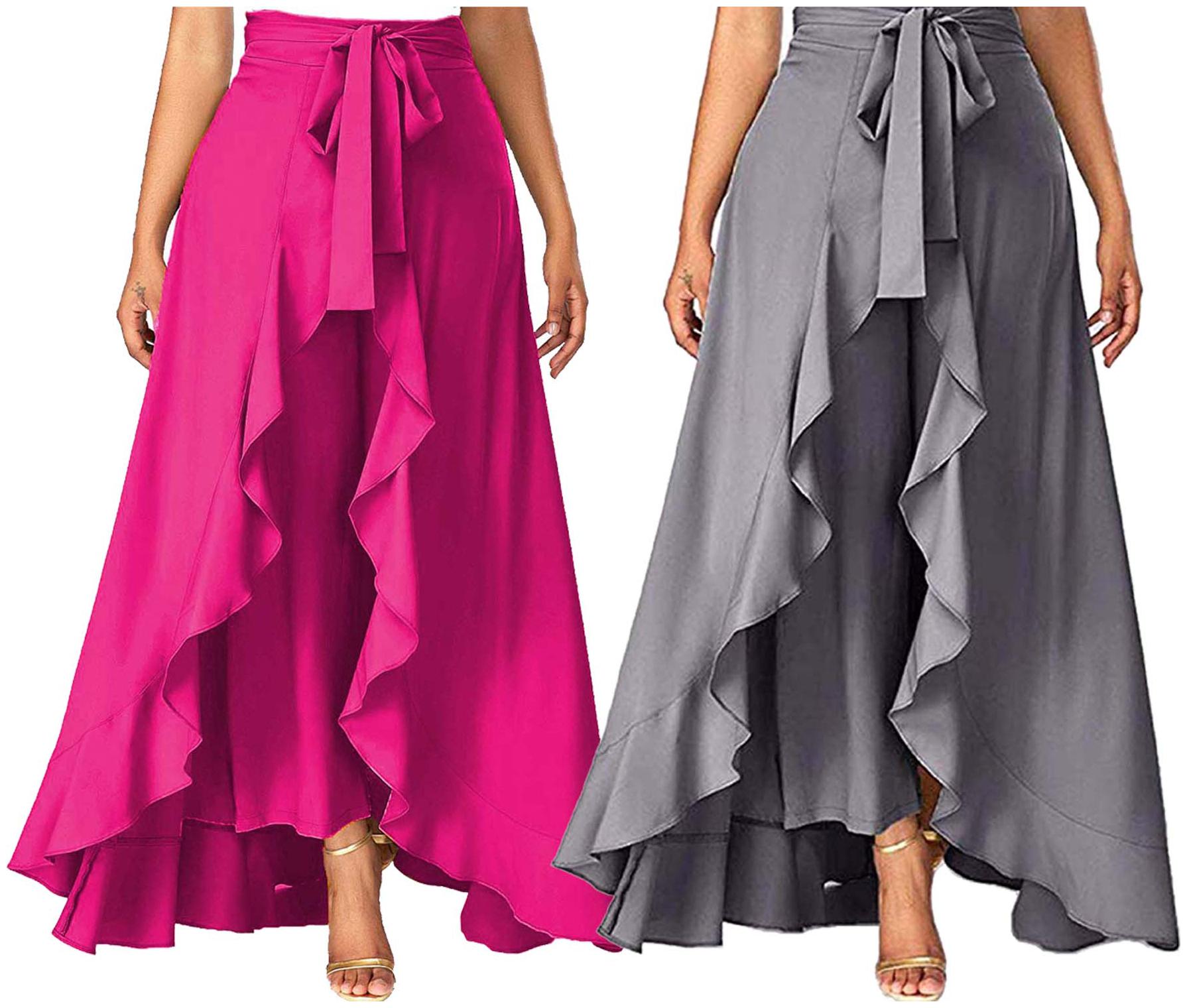 

JJ Fashion Grey Solid Flared Palazzo