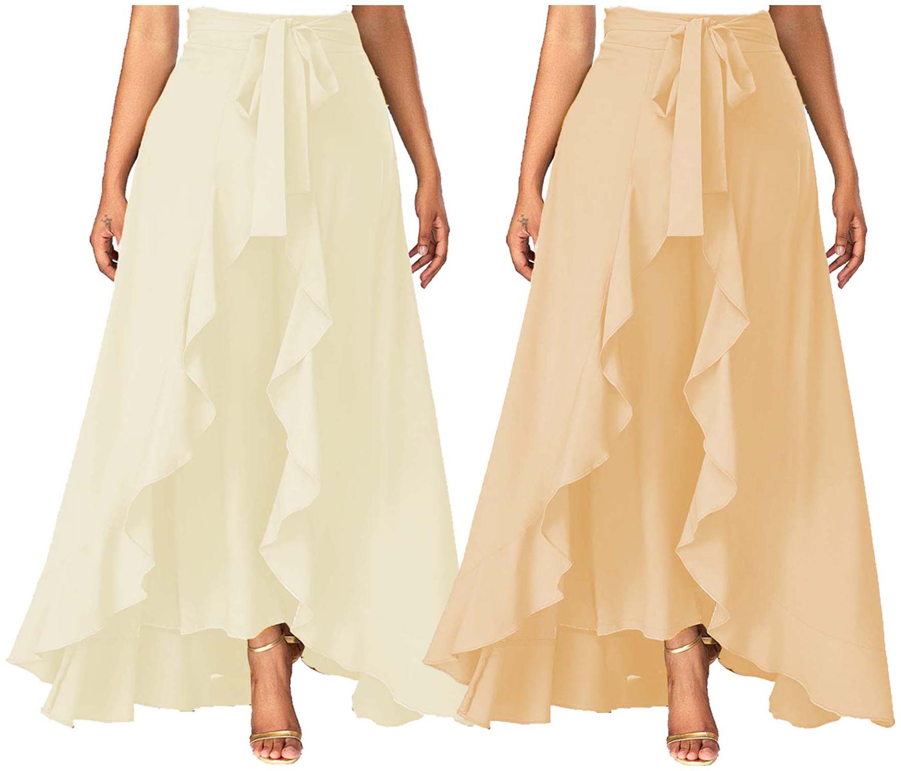 

JJ Fashion Cream Green Solid Flared Palazzo