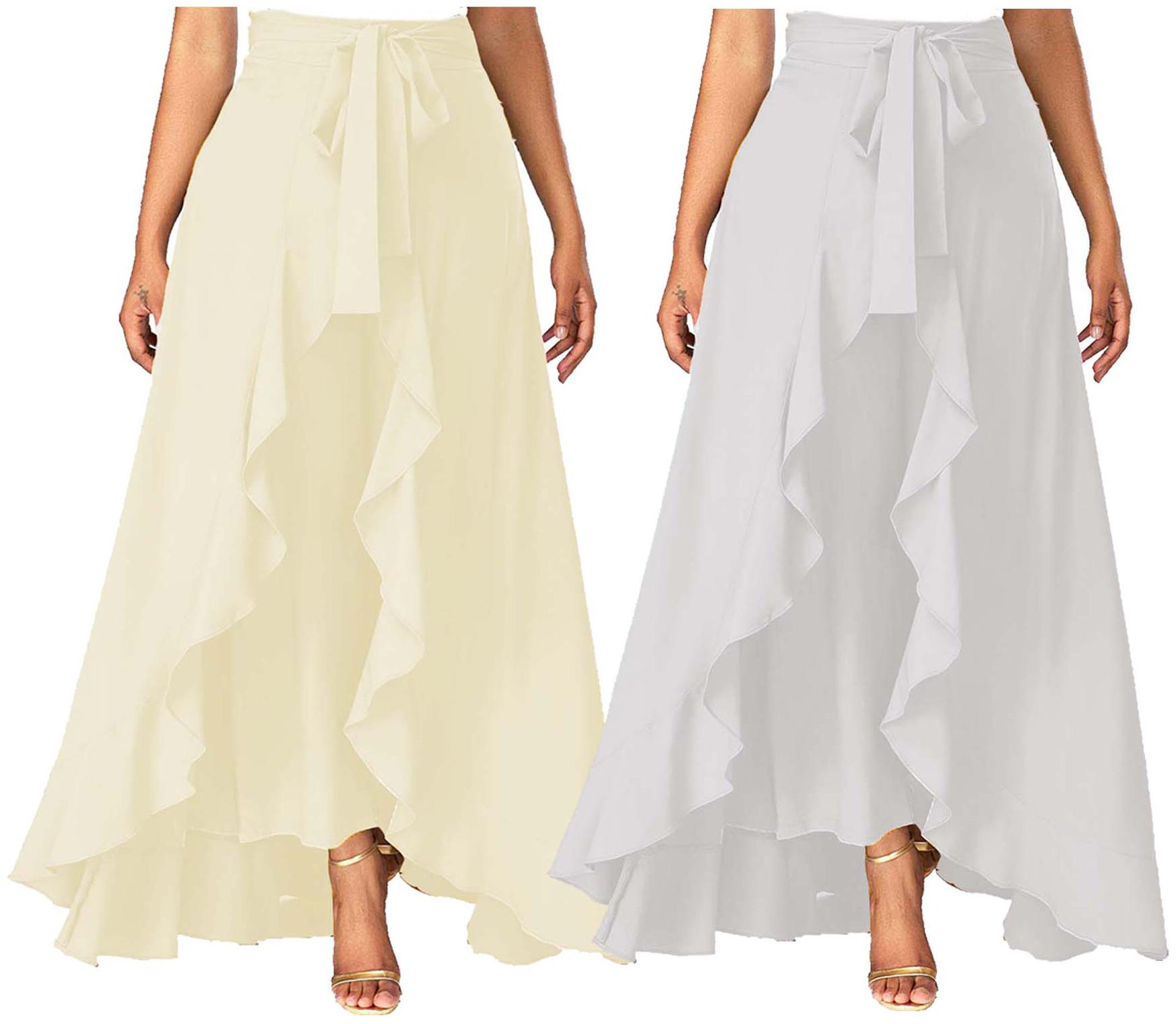 

JJ Fashion Cream Beige Solid Flared Palazzo