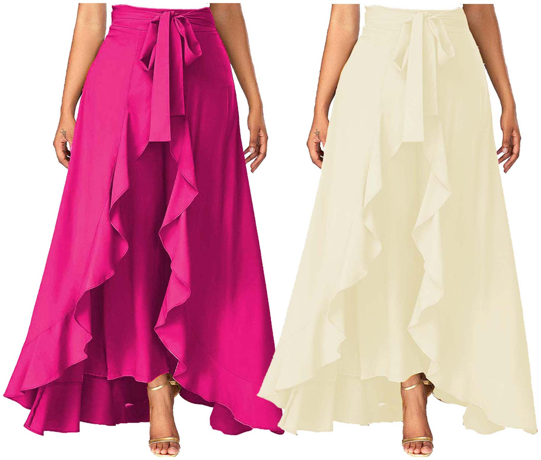 

JJ Fashion Cream Solid Flared Palazzo