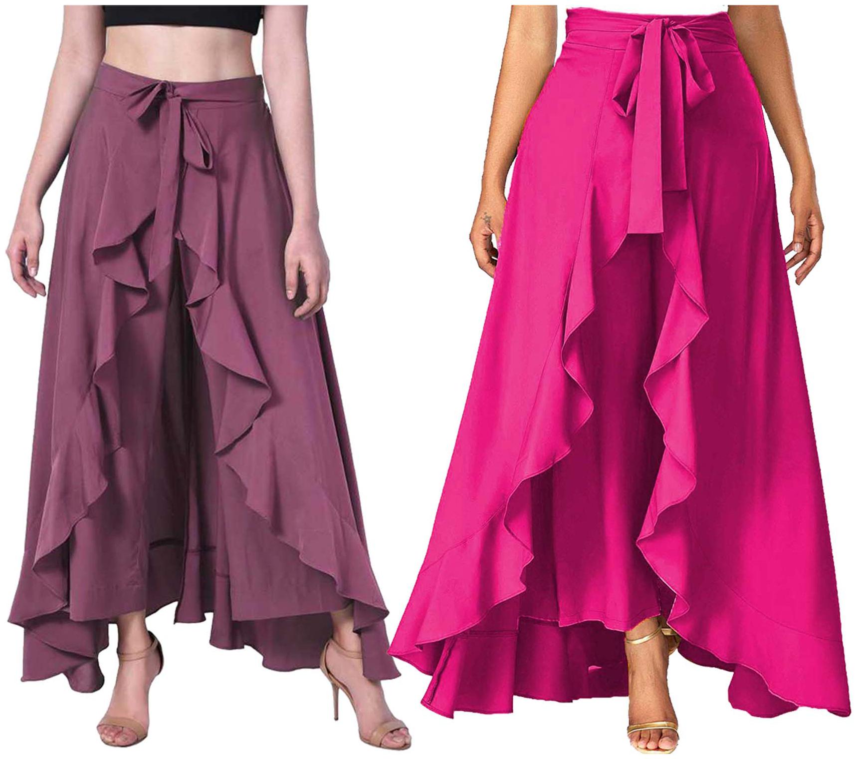 

JJ Fashion Purple Solid Flared Palazzo