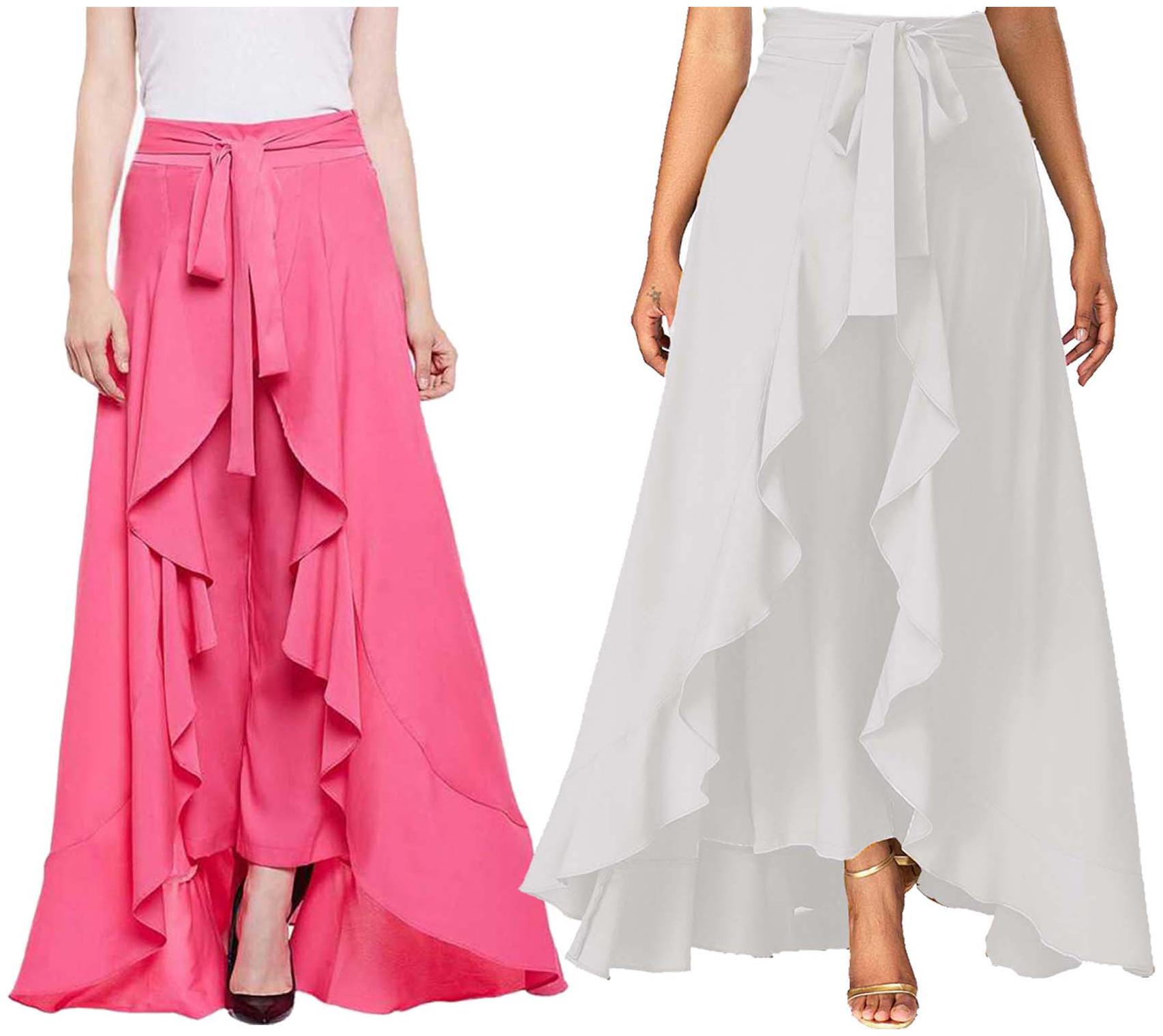 

JJ Fashion Pink Solid Flared Palazzo