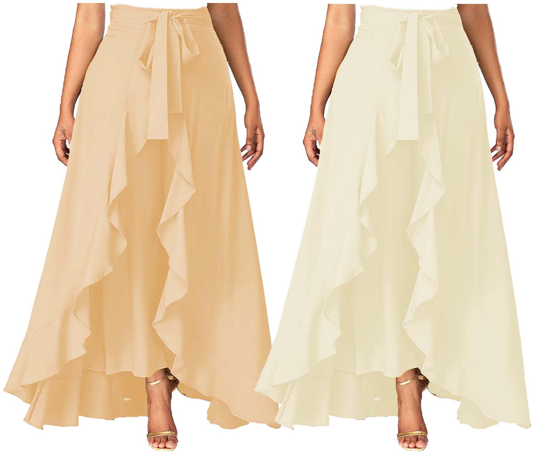 

JJ Fashion Beige Cream Solid Flared Palazzo