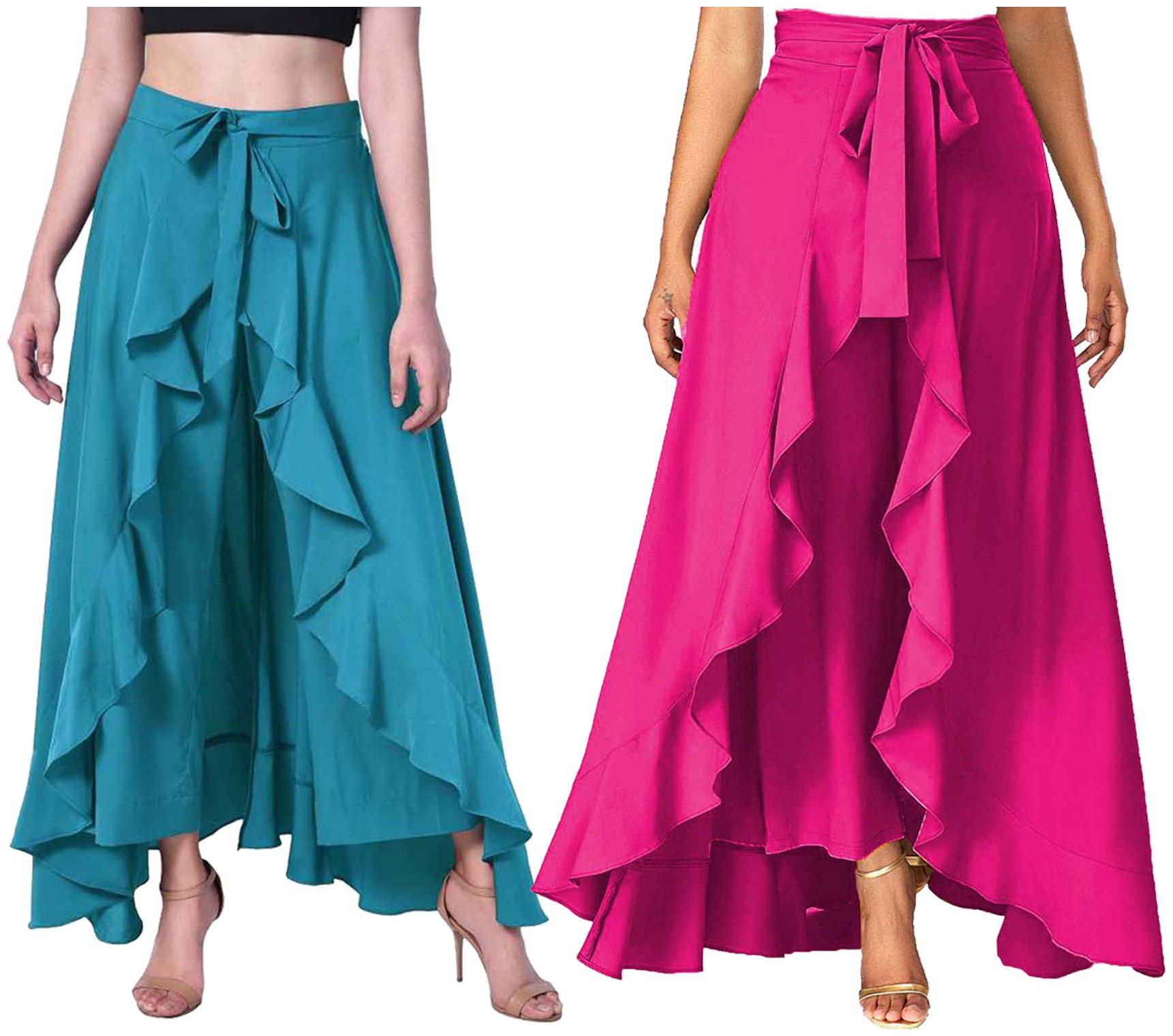 

JJ Fashion Turquoise Solid Flared Palazzo