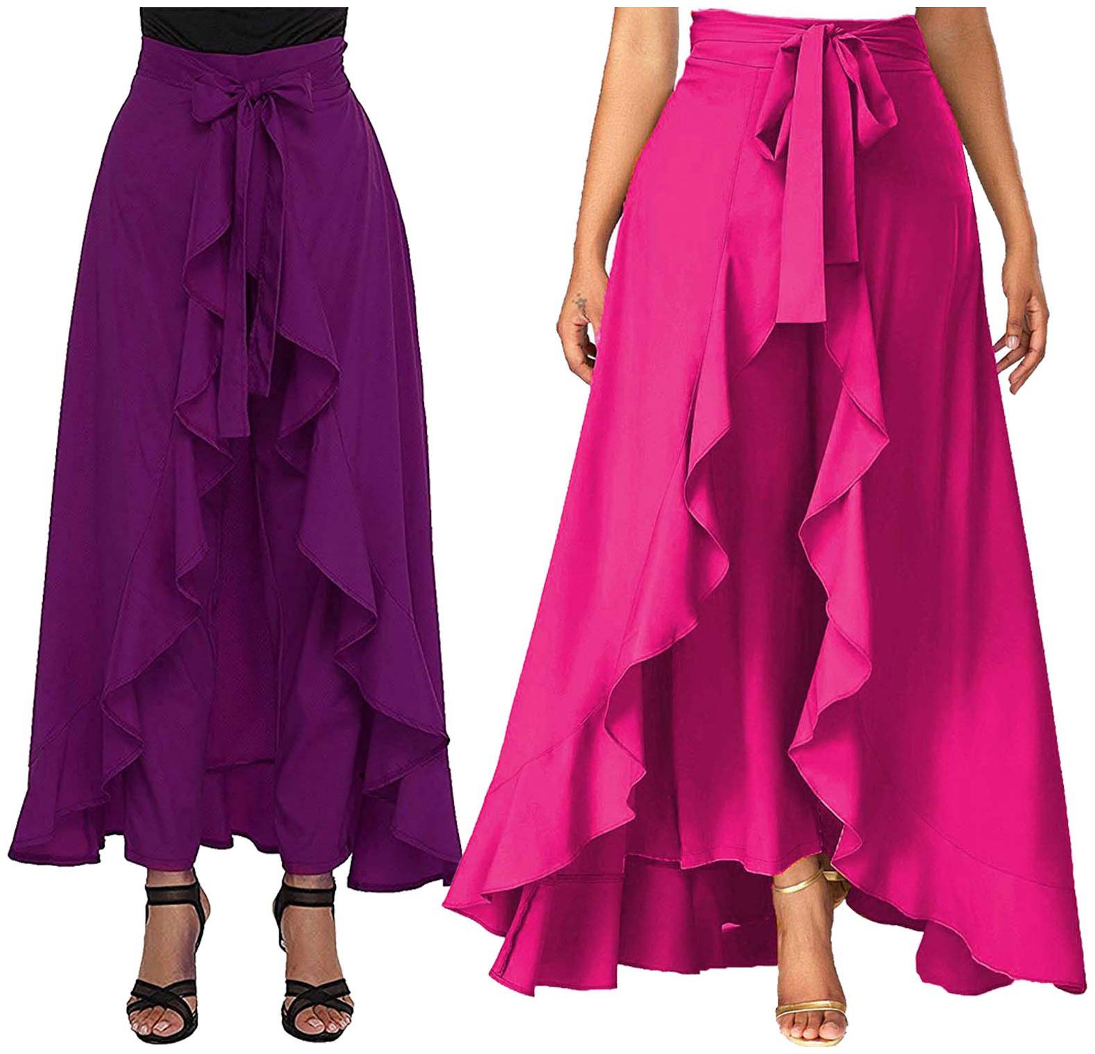 

JJ Fashion Purple Solid Flared Palazzo