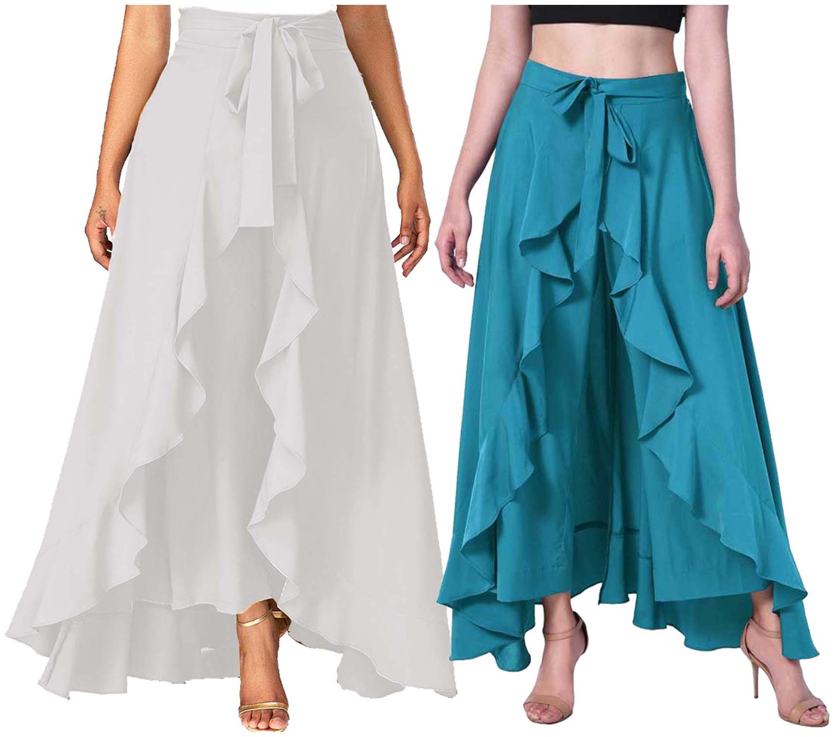 

JJ Fashion Turquoise Solid Flared Palazzo